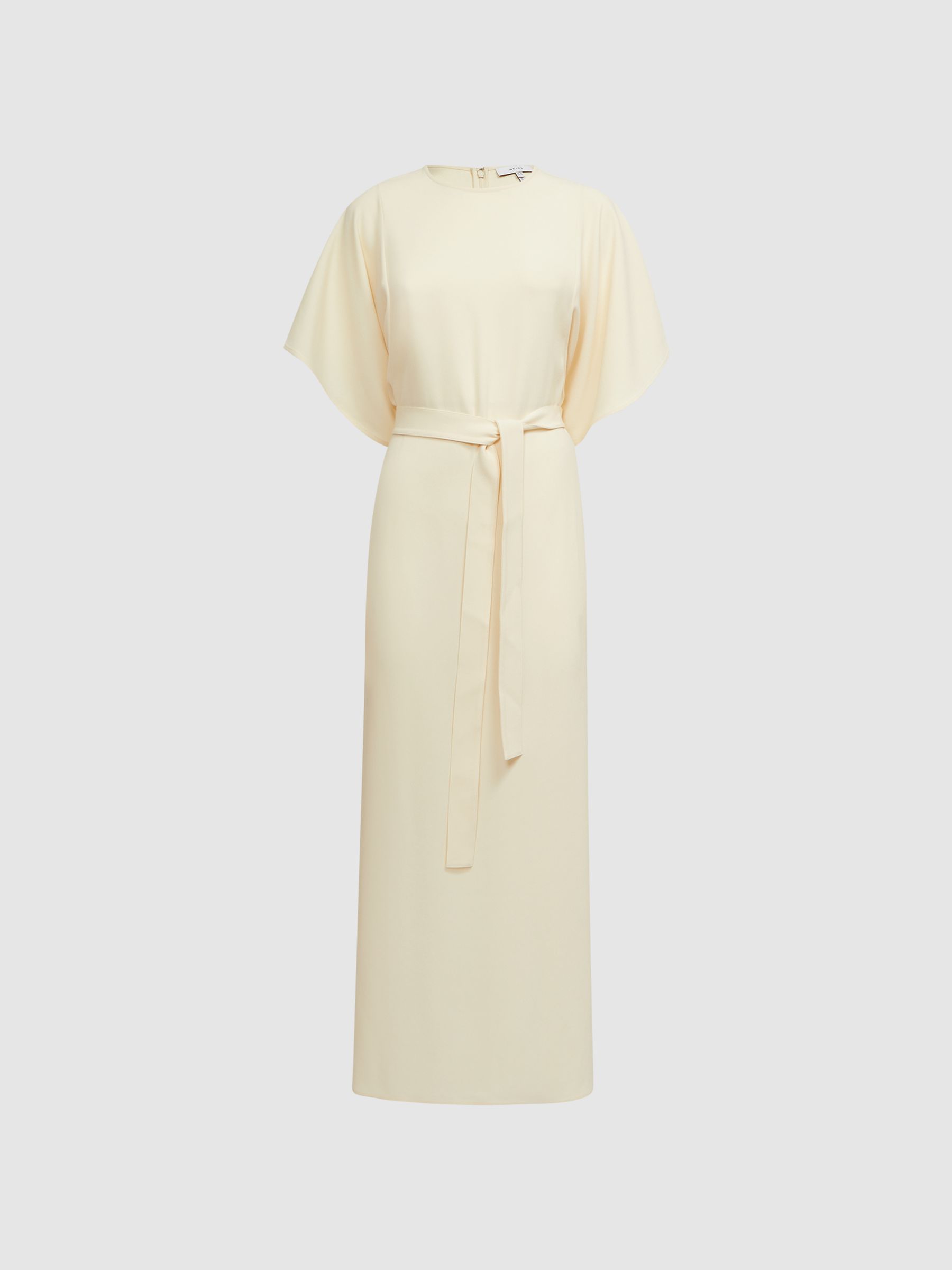 Cape-Sleeve Midi Dress in Lemon - Image 2 of 5
