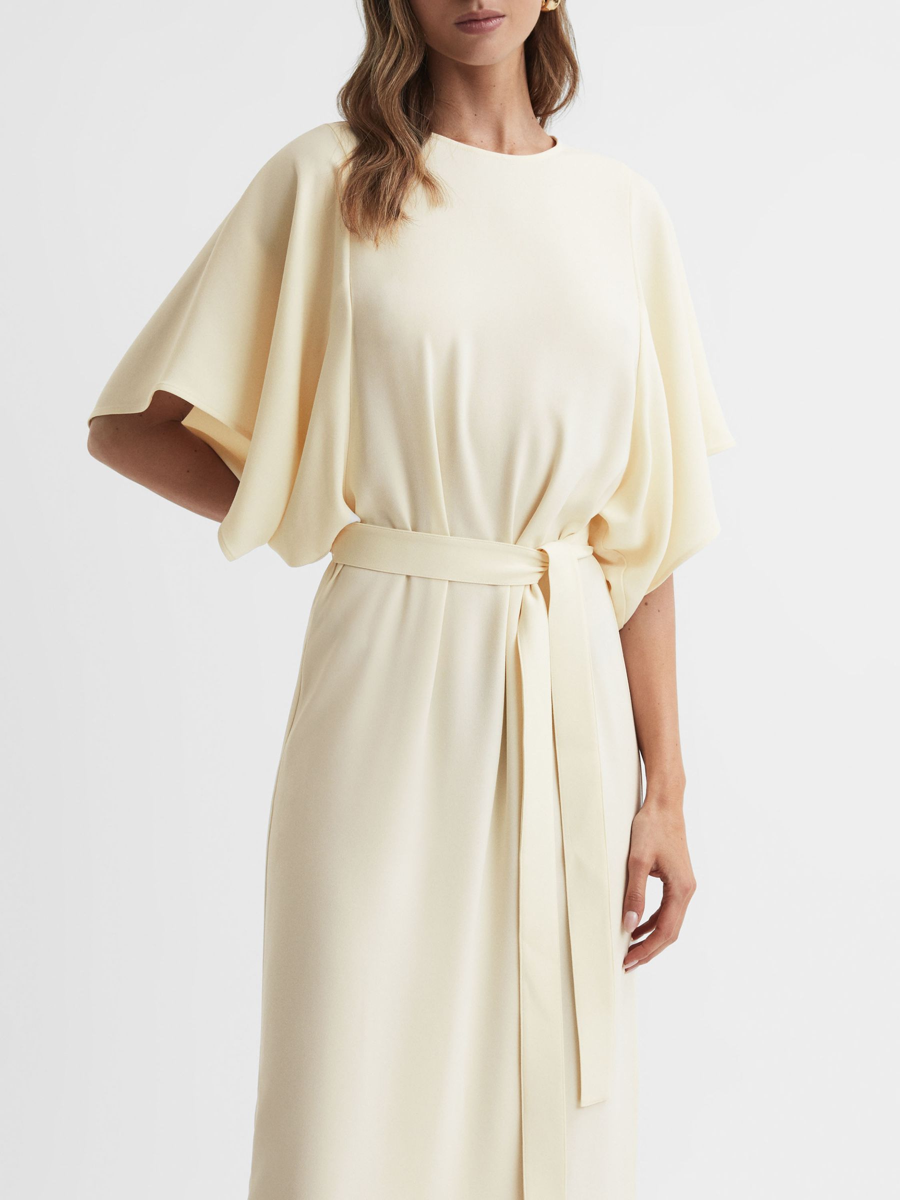Cape-Sleeve Midi Dress in Lemon - Image 5 of 5