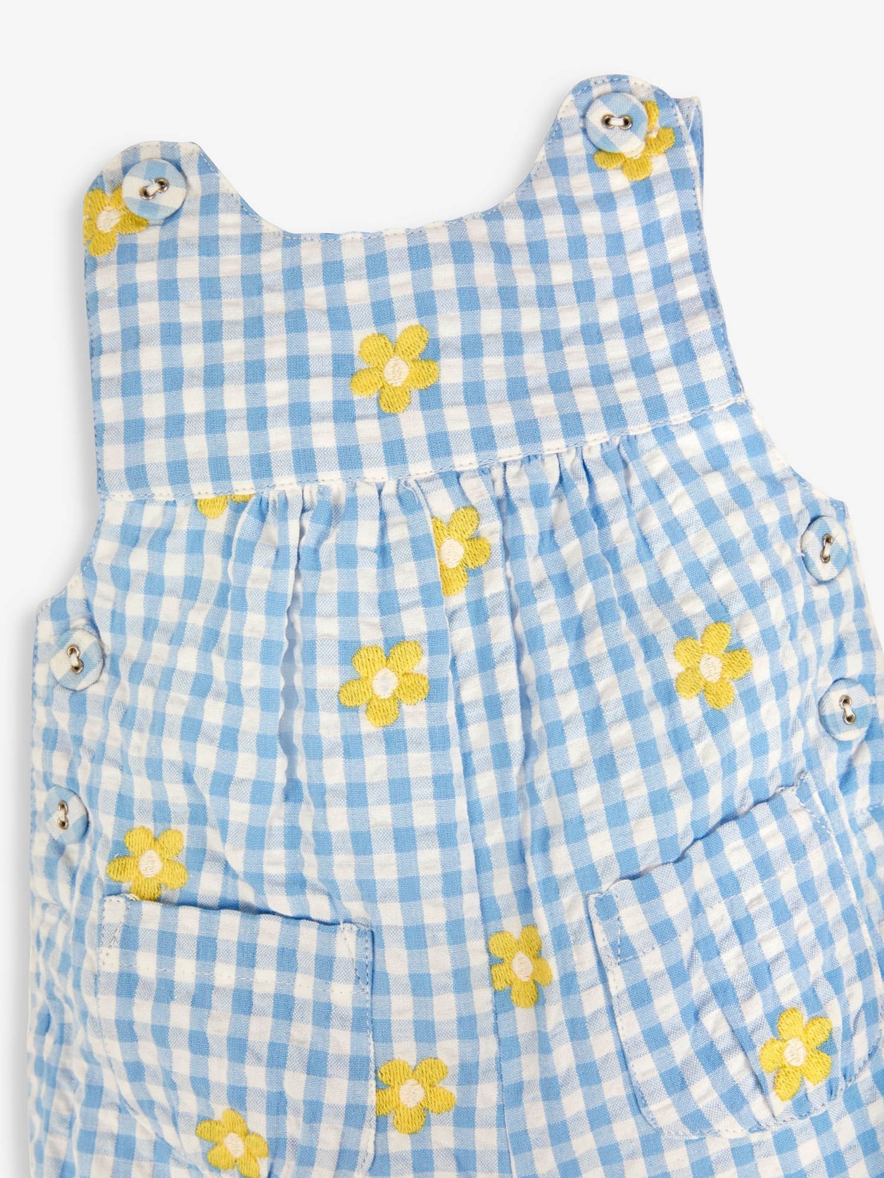 Blue Daisy Embroidered Gingham Dungarees - Image 2 of 2
