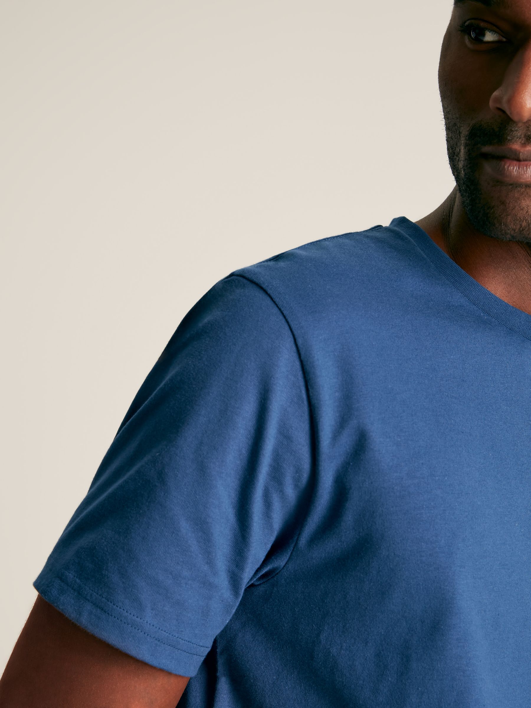 Denton Blue Plain Jersey Crew Neck T-Shirt - Image 3 of 5