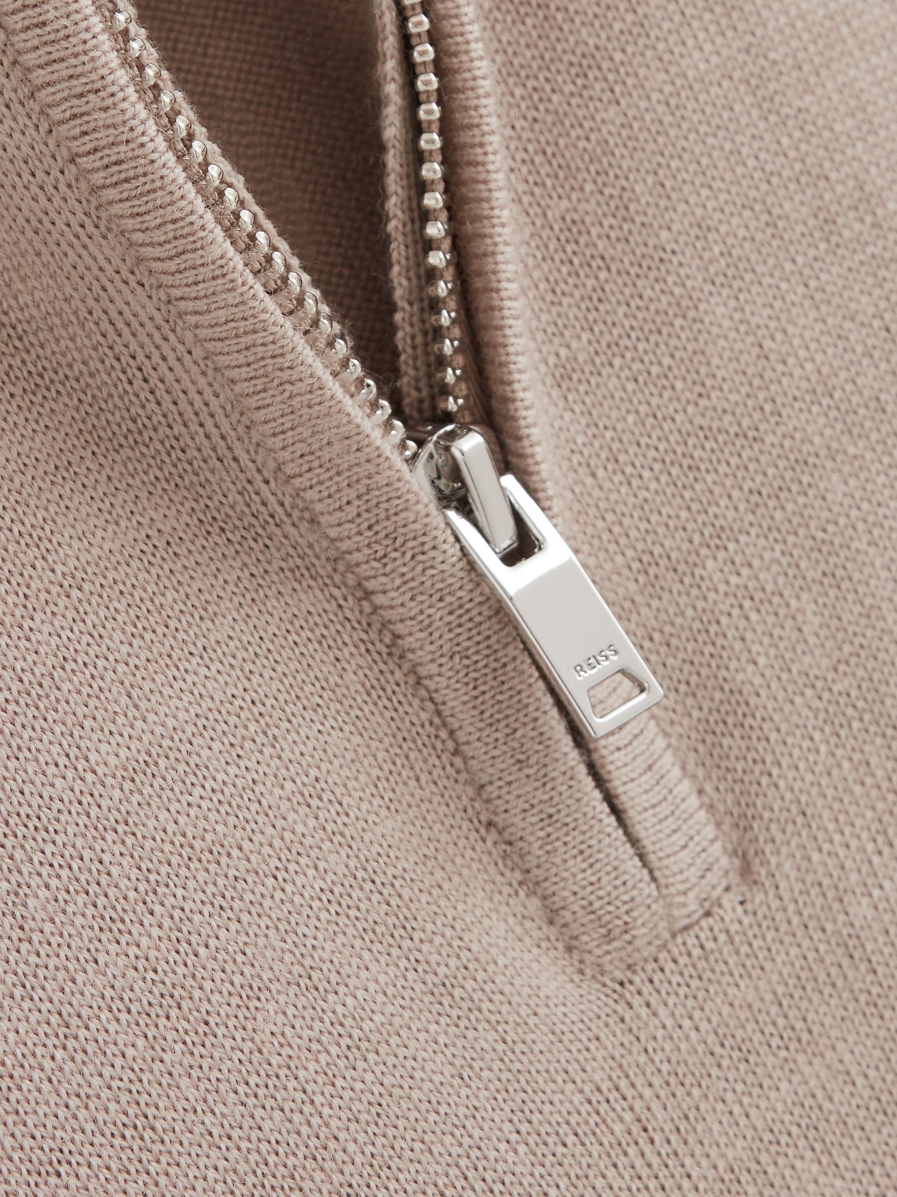 Senior Merino Wool Zip-Neck Jumper in Mink - Image 6 of 6