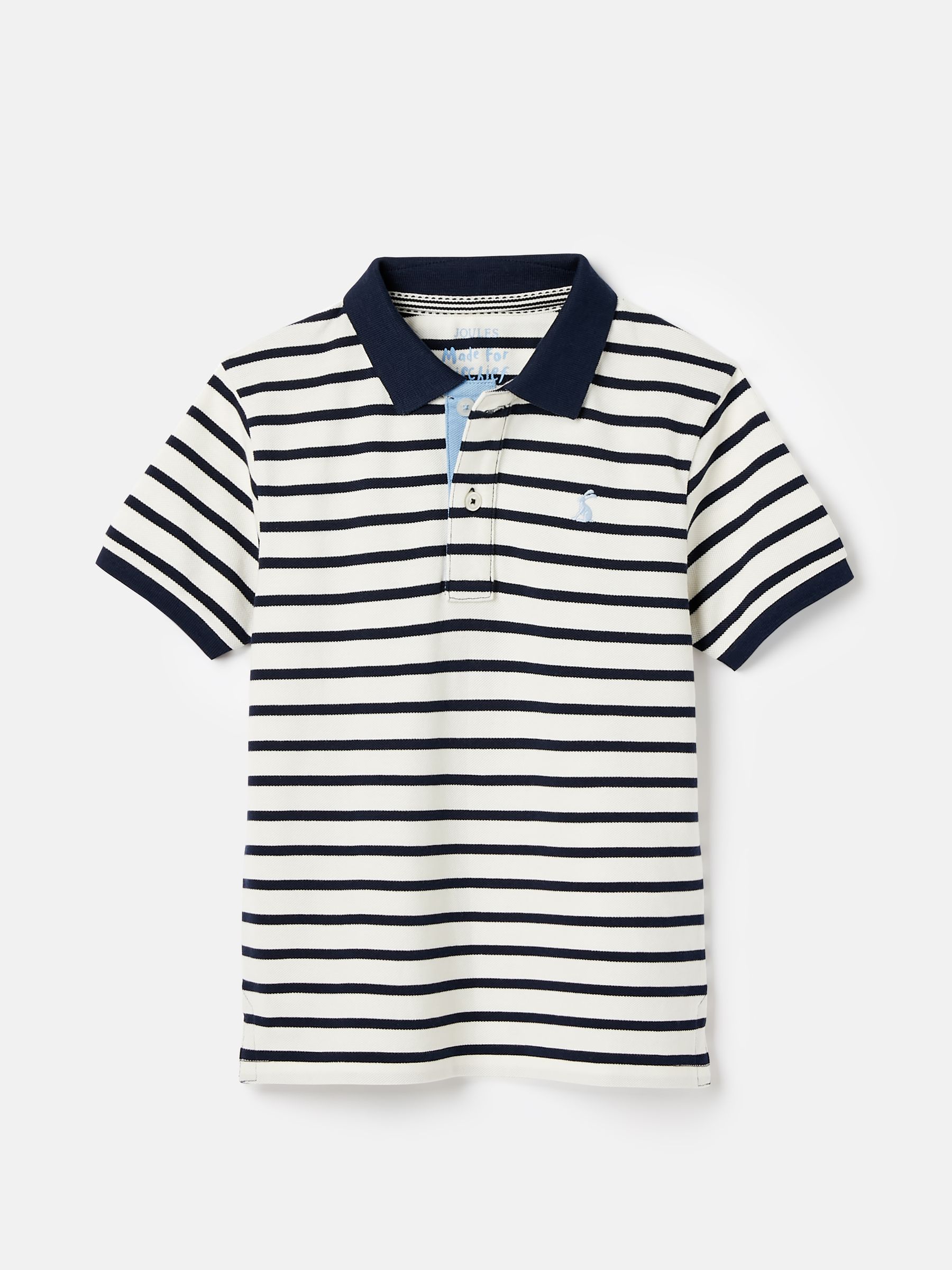 Boys' Filbert Navy Blue Striped Pique Cotton Polo Shirt - Image 1 of 5