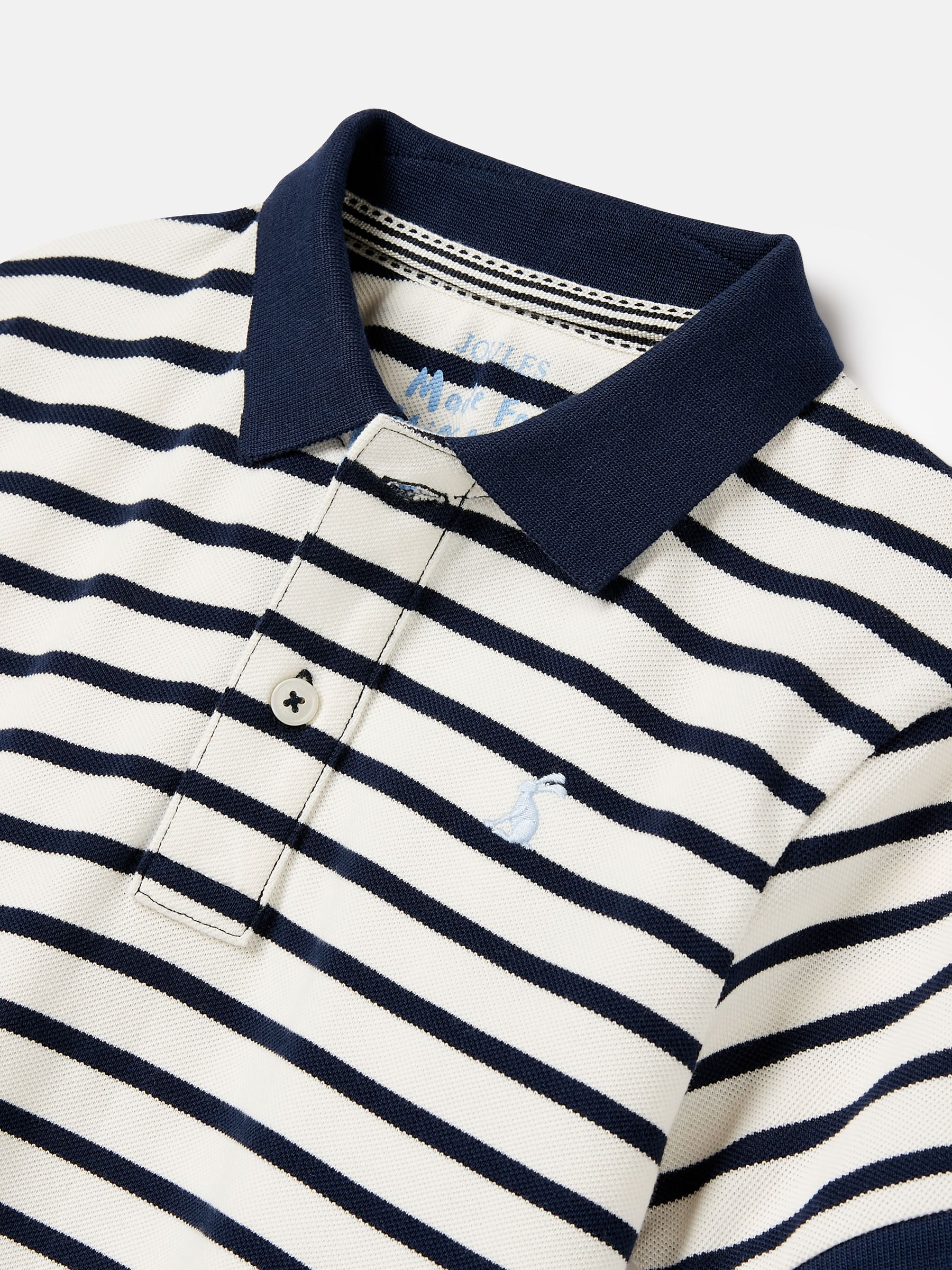 Boys' Filbert Navy Blue Striped Pique Cotton Polo Shirt - Image 3 of 5