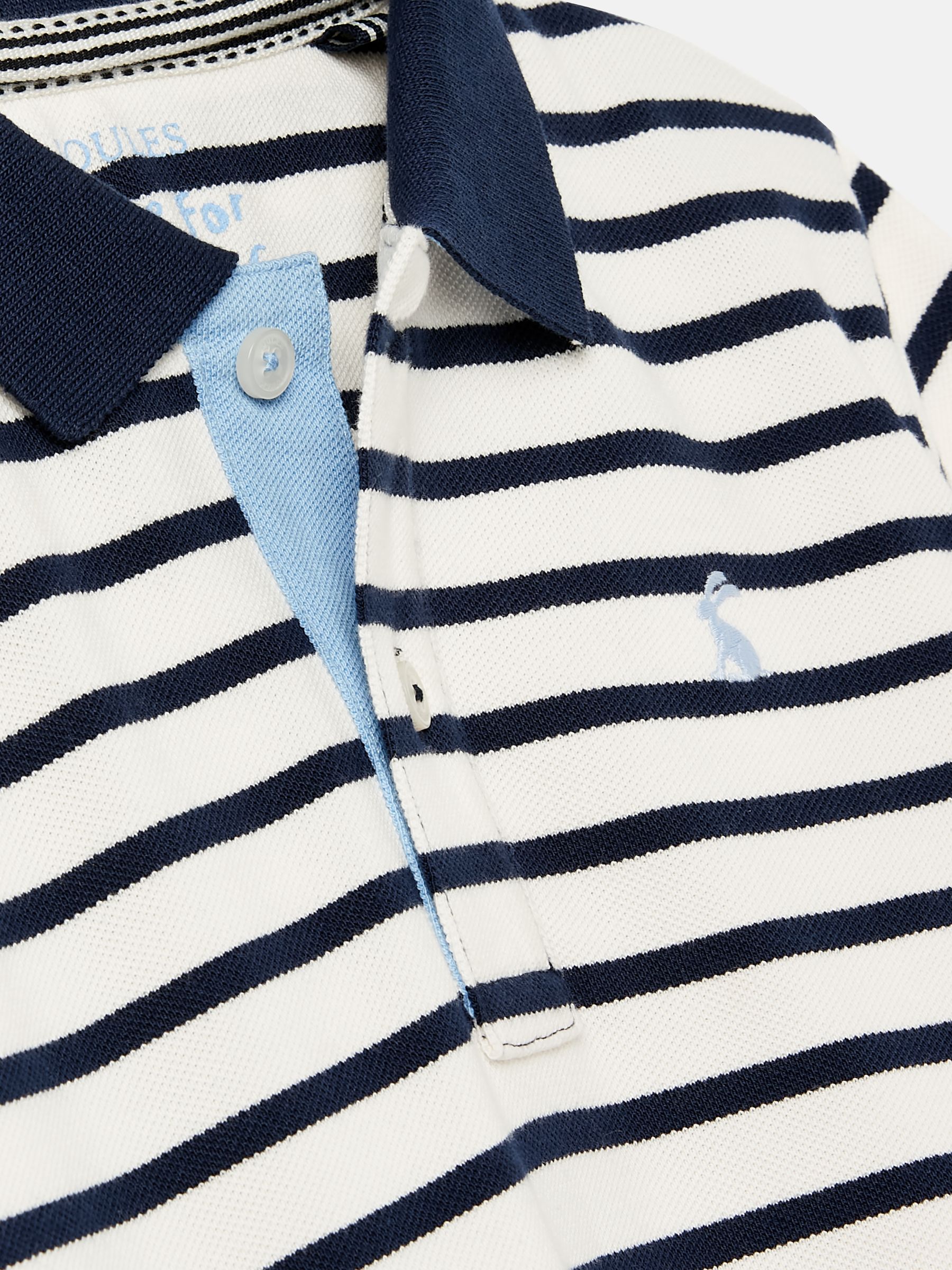 Boys' Filbert Navy Blue Striped Pique Cotton Polo Shirt - Image 5 of 5
