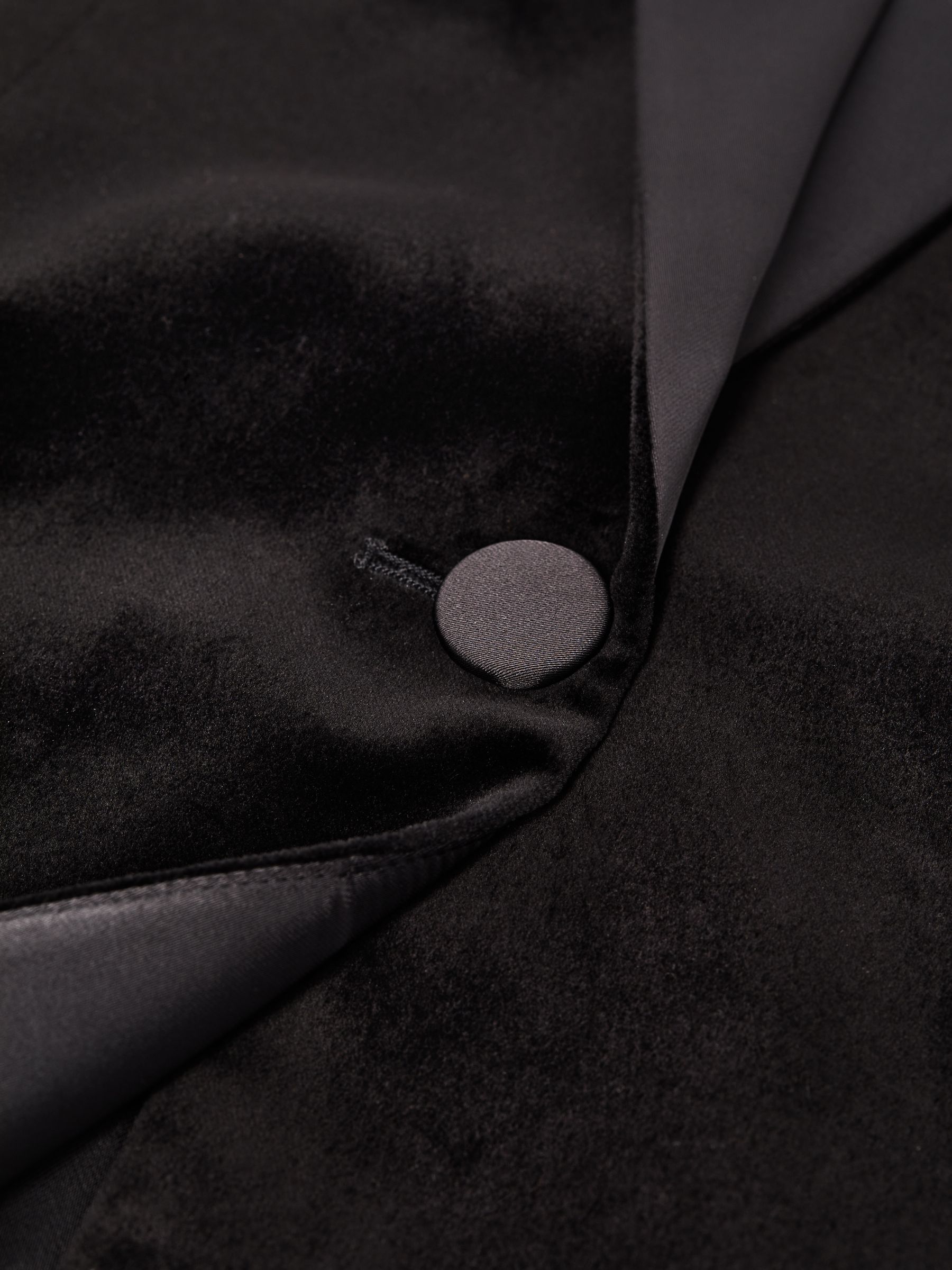 Petite Fitted Velvet Single Breasted Suit Blazer in Black - Image 6 of 7