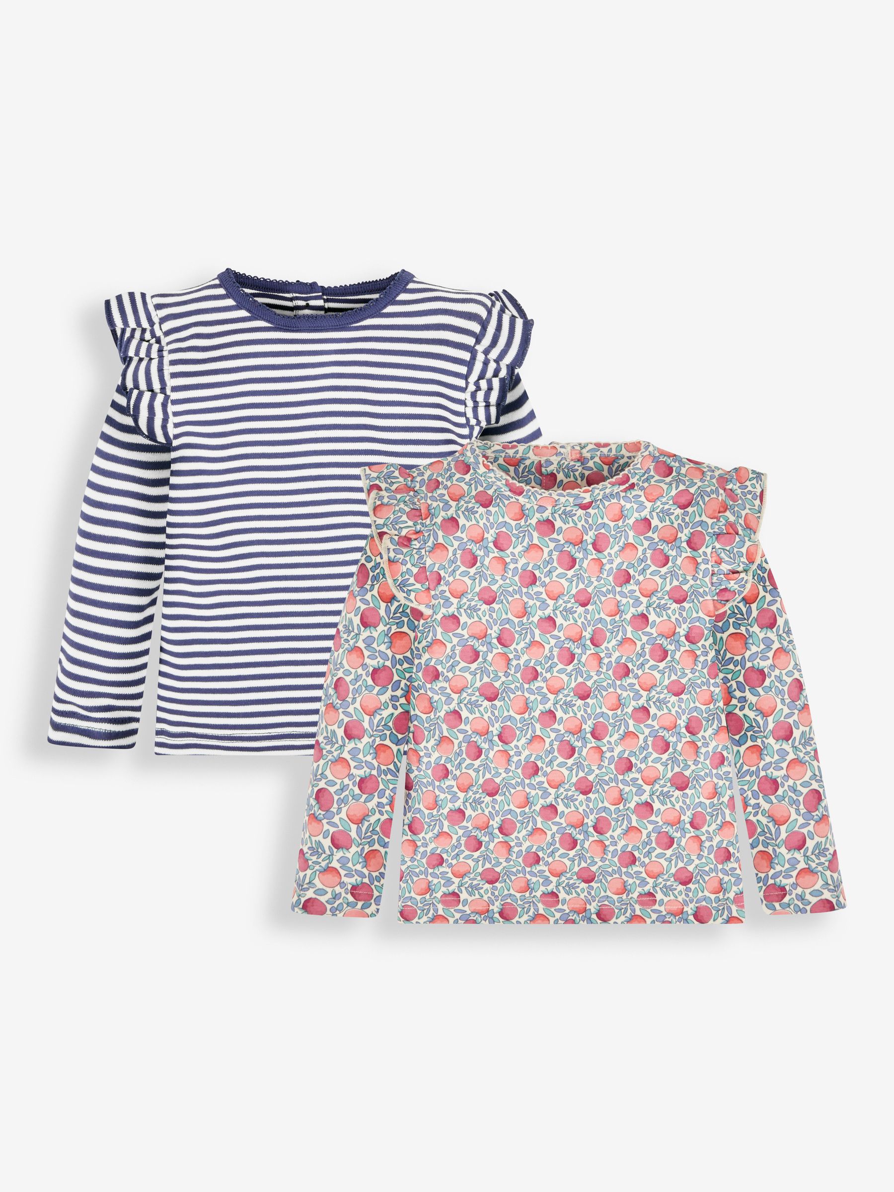 Plum Purple Apple 2-Pack Print & Stripe Frill Tops - Image 1 of 6