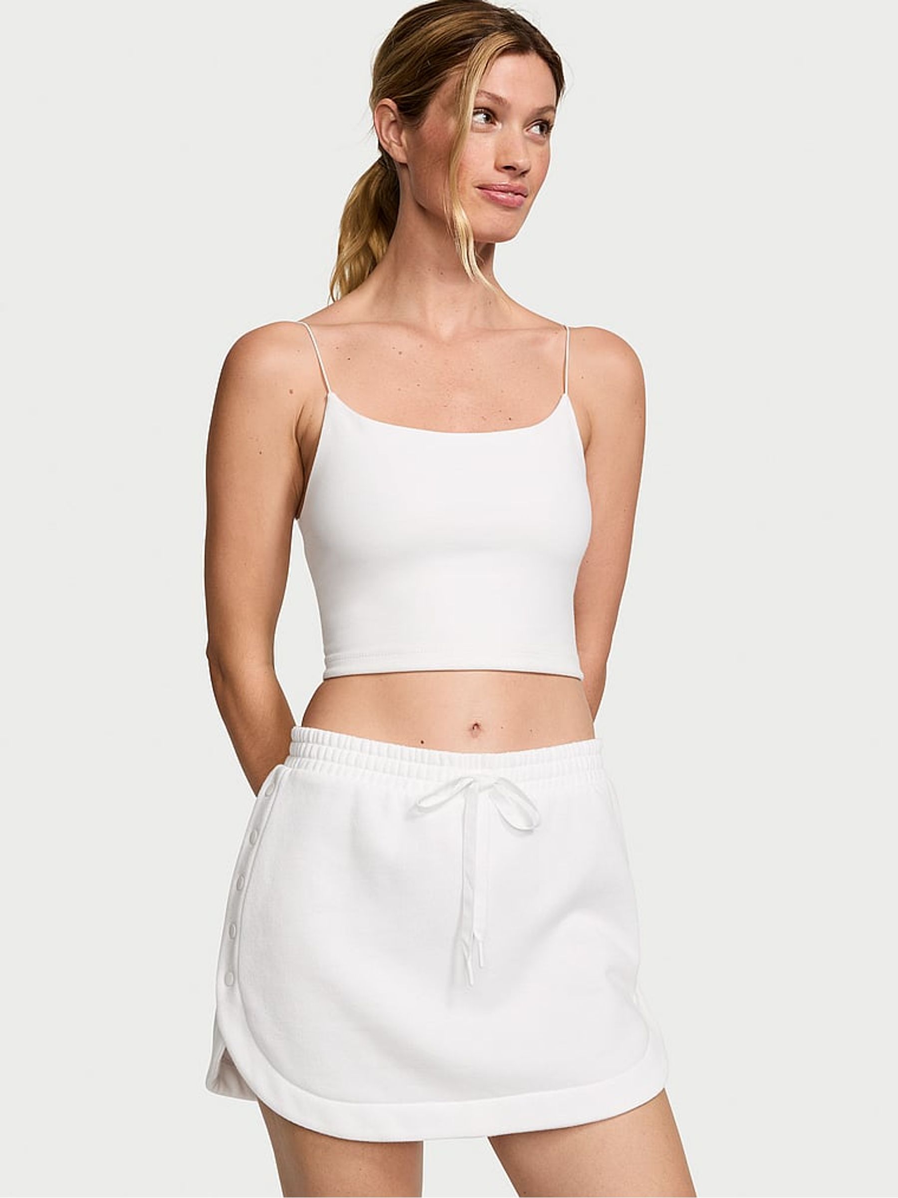 White Fleece Popper Skirt - Image 1 of 3