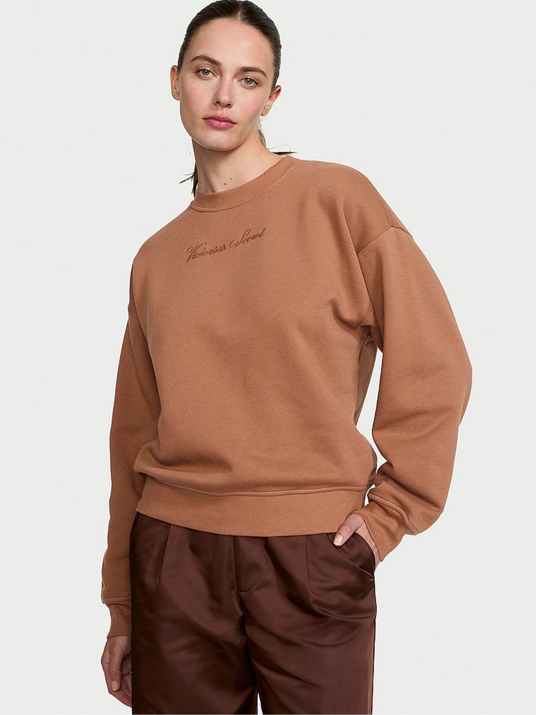 Caramel Brown Fleece Crew Sweatshirt - Image 1 of 3