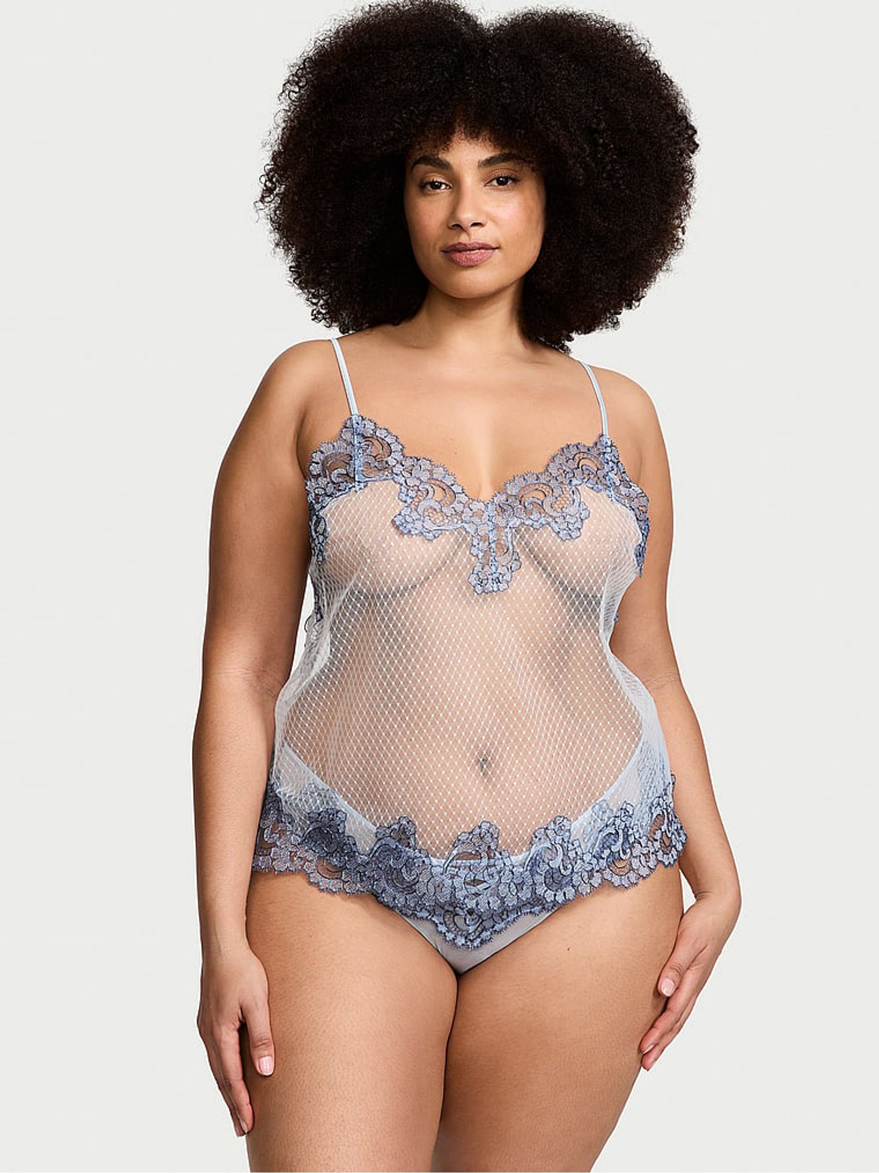 Faded Denim Blue Embroidered Camisole Top - Image 1 of 2