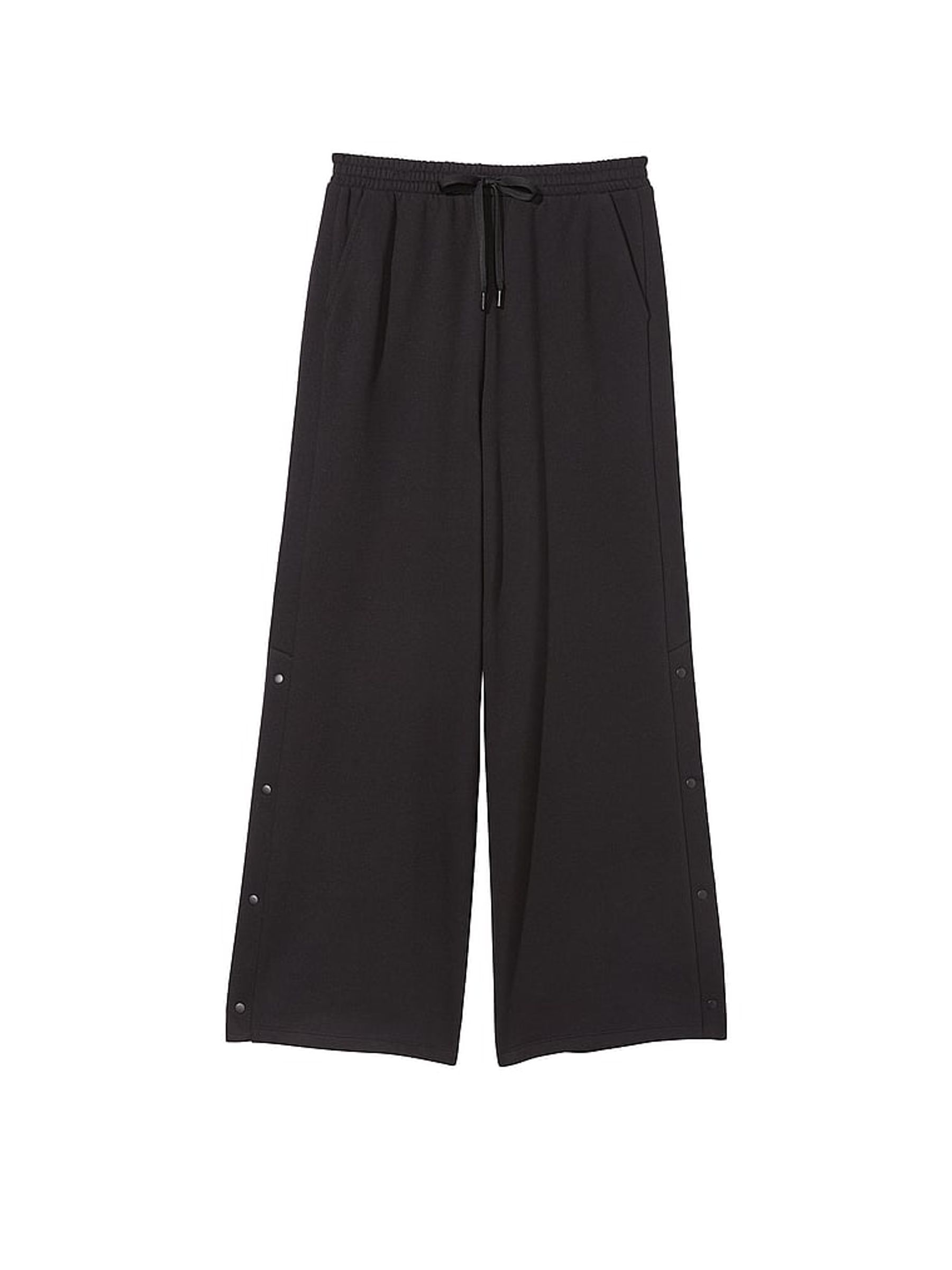 Pure Black Fleece Popper Wide Leg Jogger - Image 3 of 4