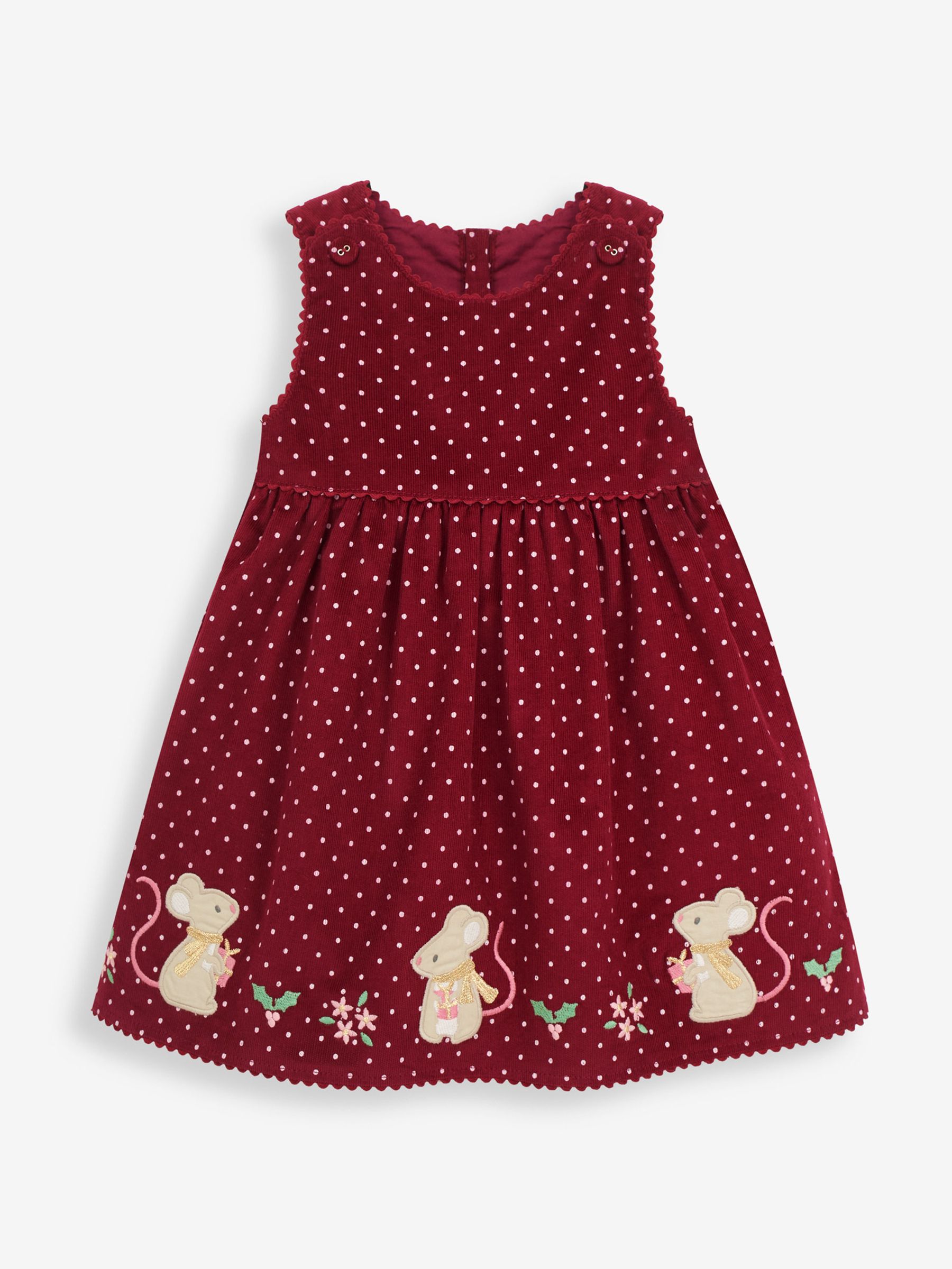 Berry Pink Mouse Girls' Appliqué Cord Dress - Image 1 of 2