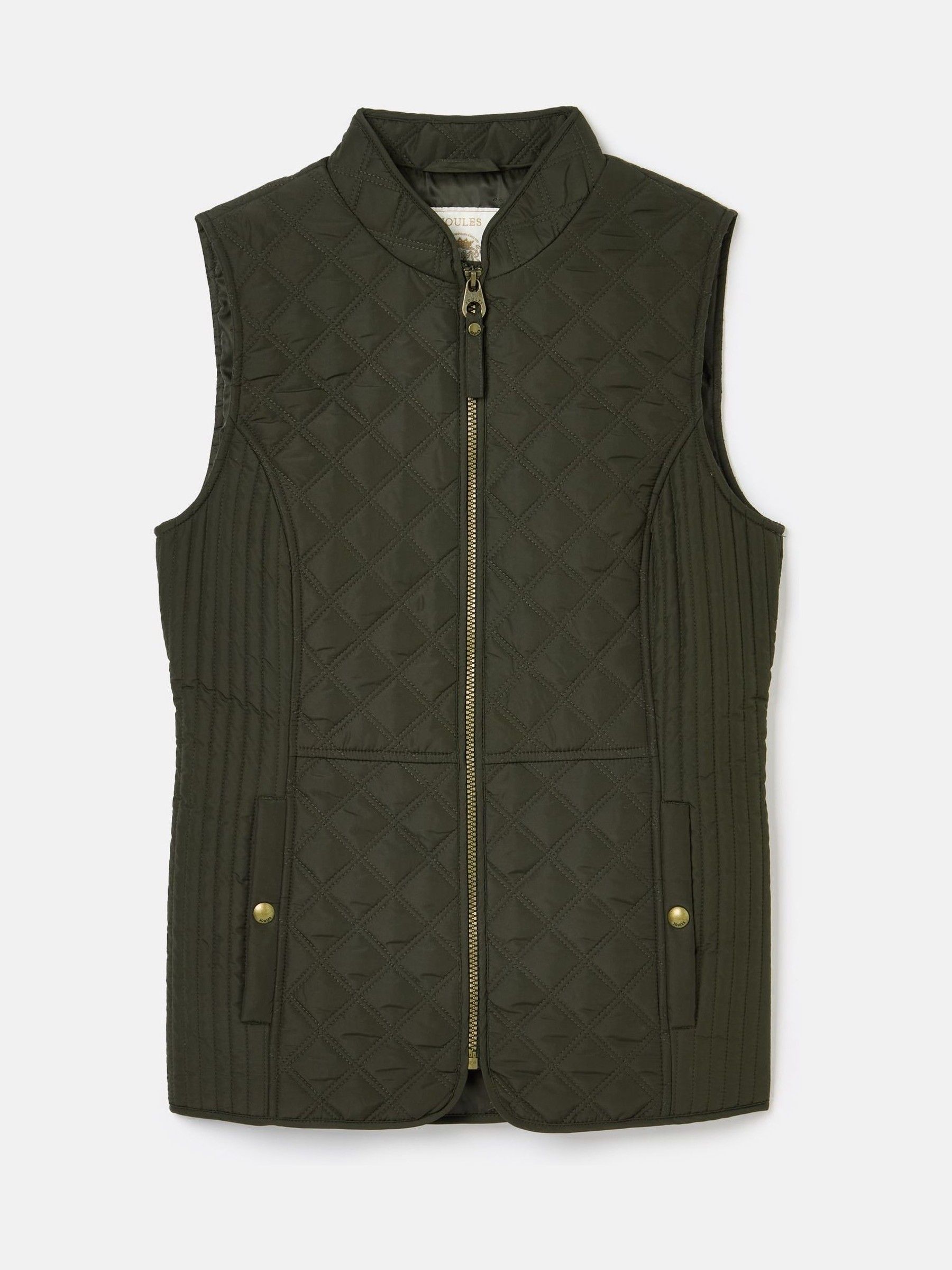 Minx Khaki Green Showerproof Diamond Quilted Gilet - Image 11 of 11