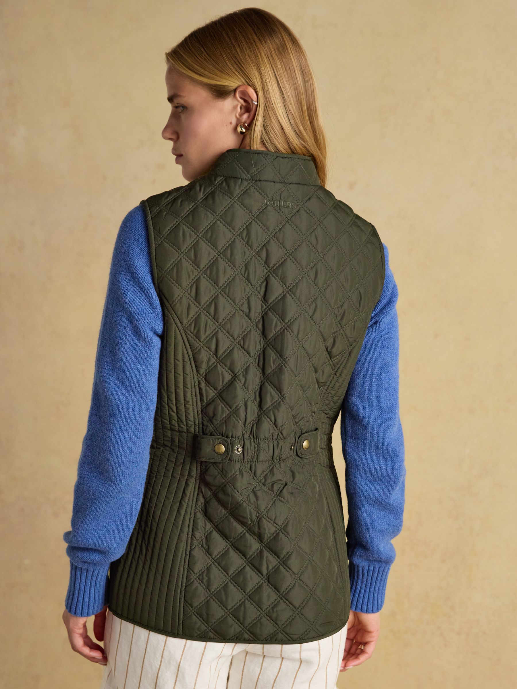 Minx Khaki Green Showerproof Diamond Quilted Gilet - Image 2 of 6