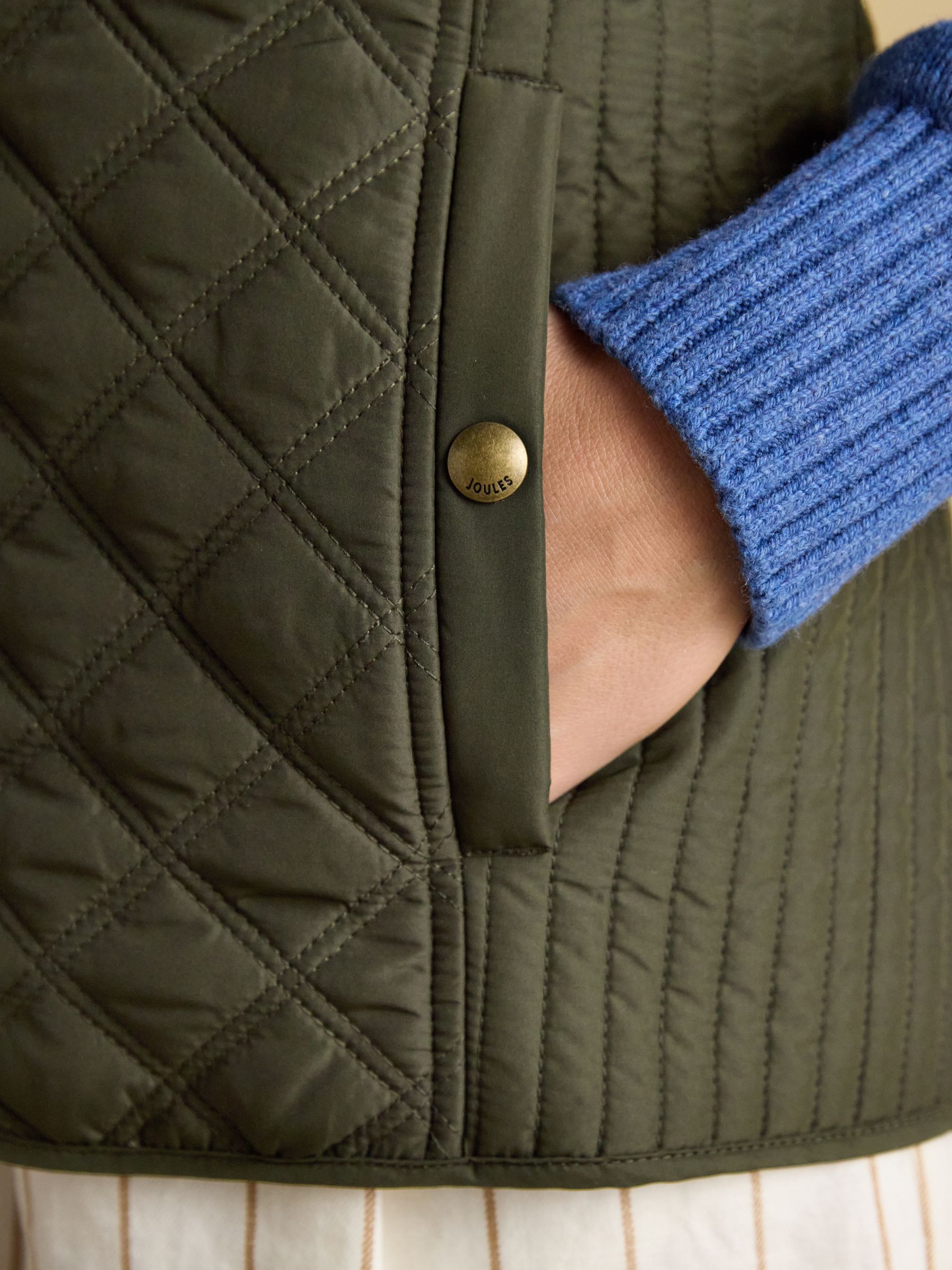 Minx Khaki Green Showerproof Diamond Quilted Gilet - Image 4 of 6
