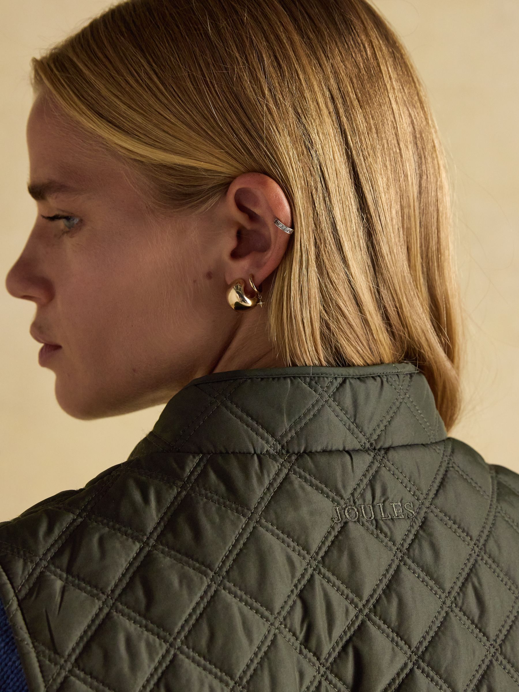 Minx Khaki Green Showerproof Diamond Quilted Gilet - Image 8 of 11