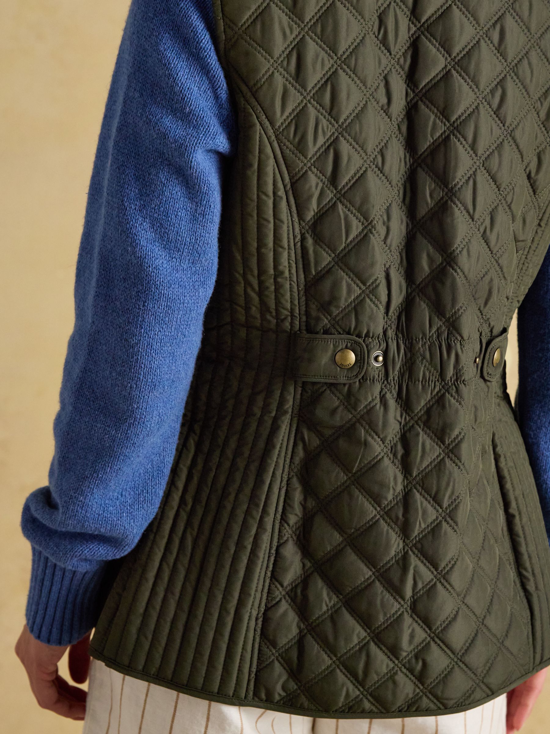 Minx Khaki Green Showerproof Diamond Quilted Gilet - Image 9 of 11
