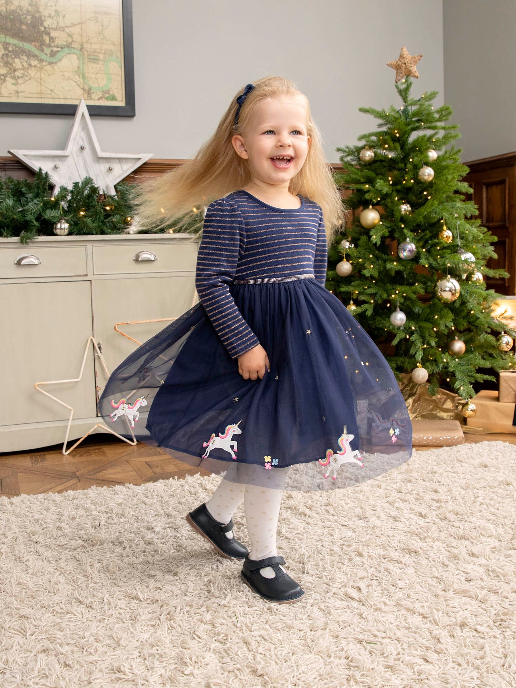 Unicorn Party Dress in Navy - Image 2 of 4