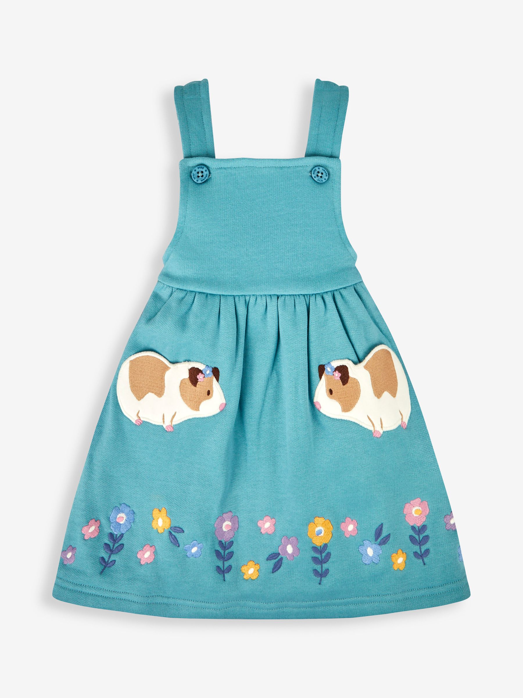 Duck Egg Green Guinea Pig Girls' 2-Piece Appliqué Pinafore Dress & Top Set - Image 2 of 6