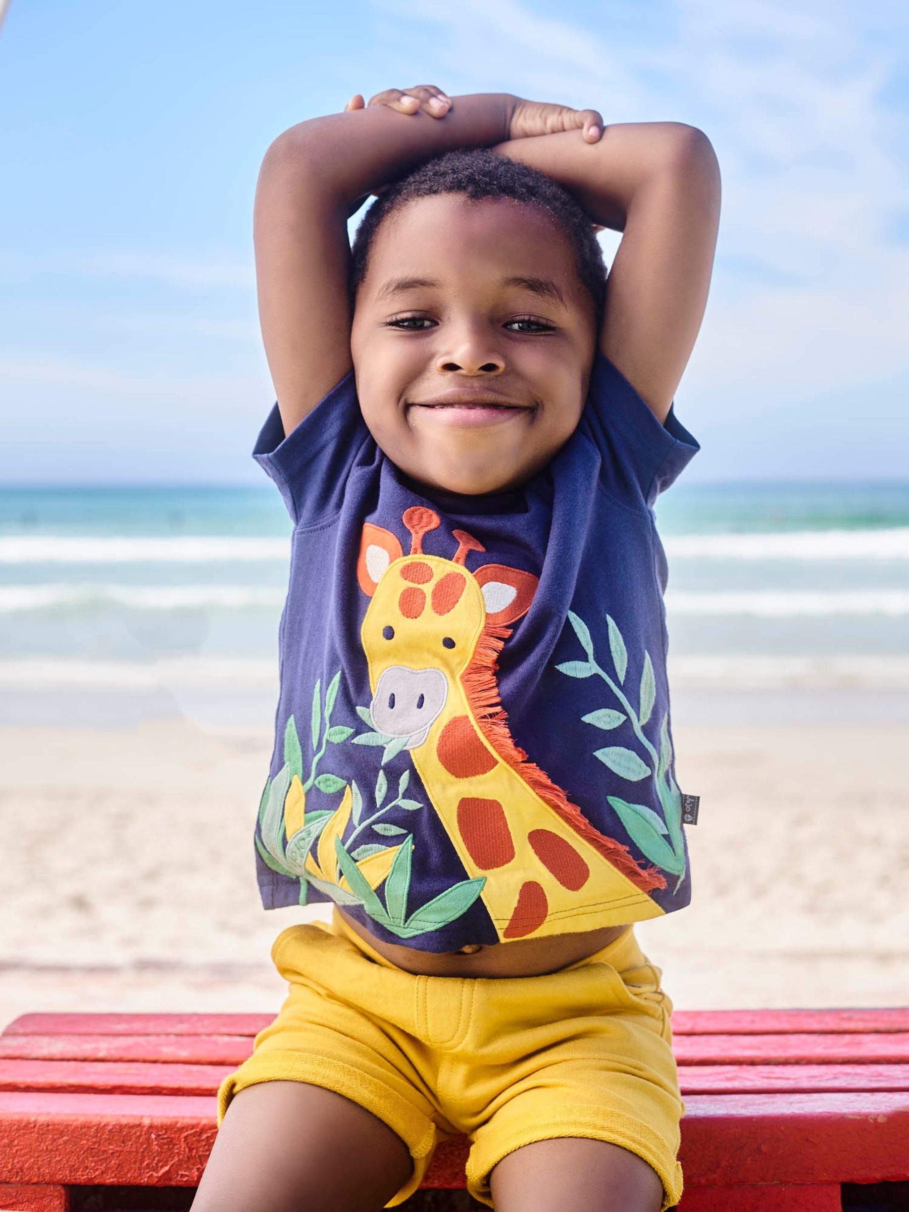 Navy Kids' Giraffe Appliqué T-Shirt - Image 4 of 5