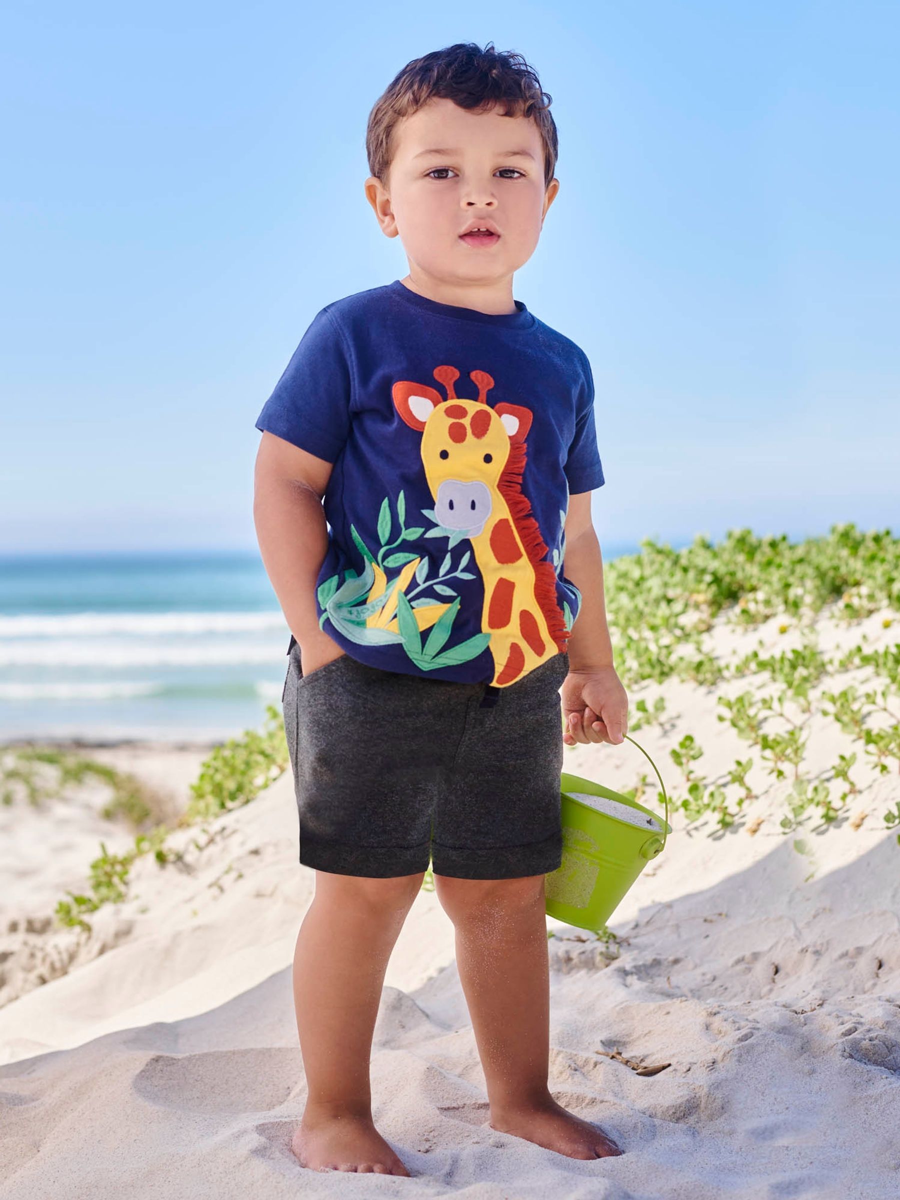 Navy Kids' Giraffe Appliqué T-Shirt - Image 5 of 5