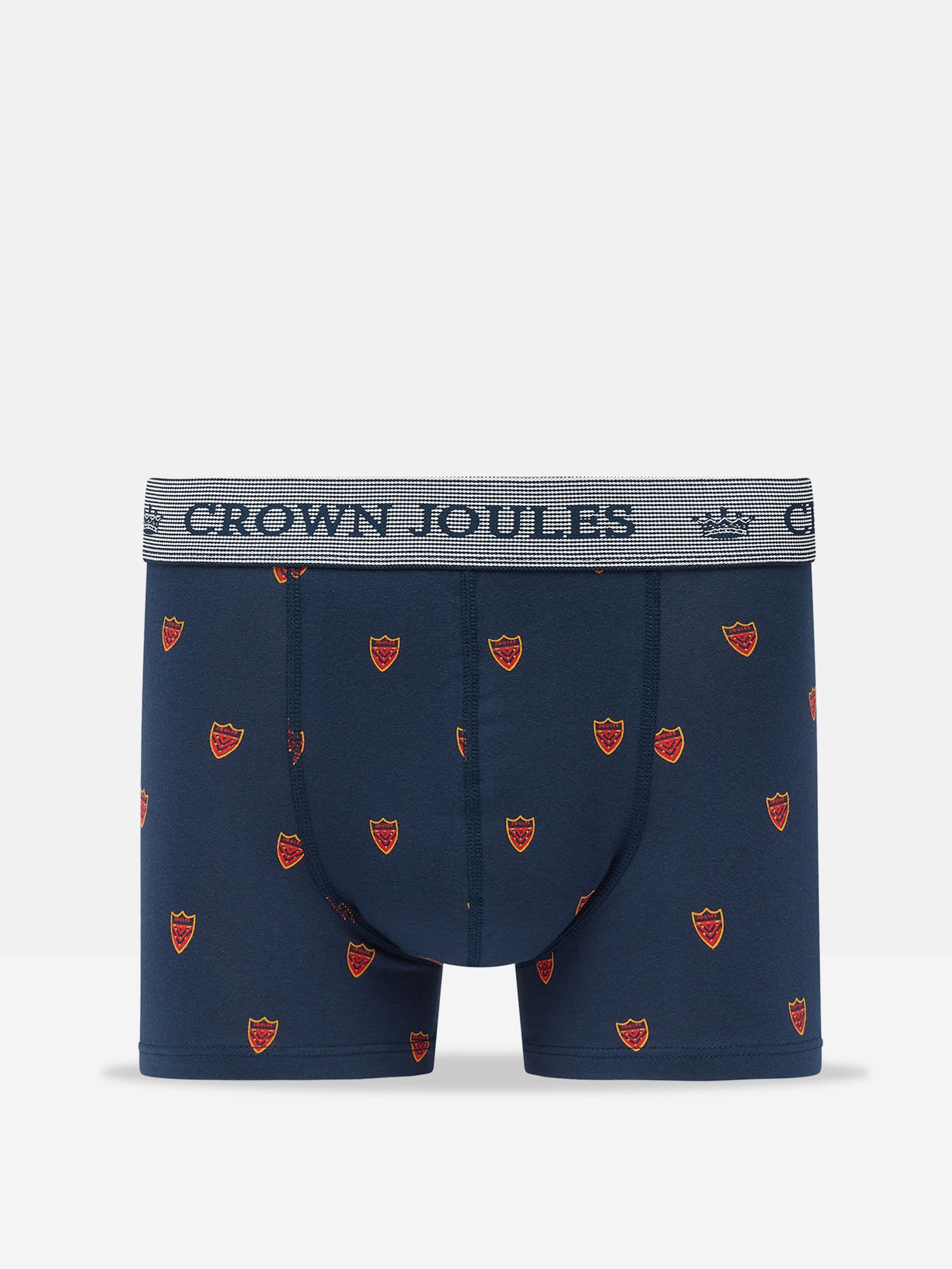 Crown Joules Navy & Red Crest Pack of Two Cotton Boxers - Image 2 of 4