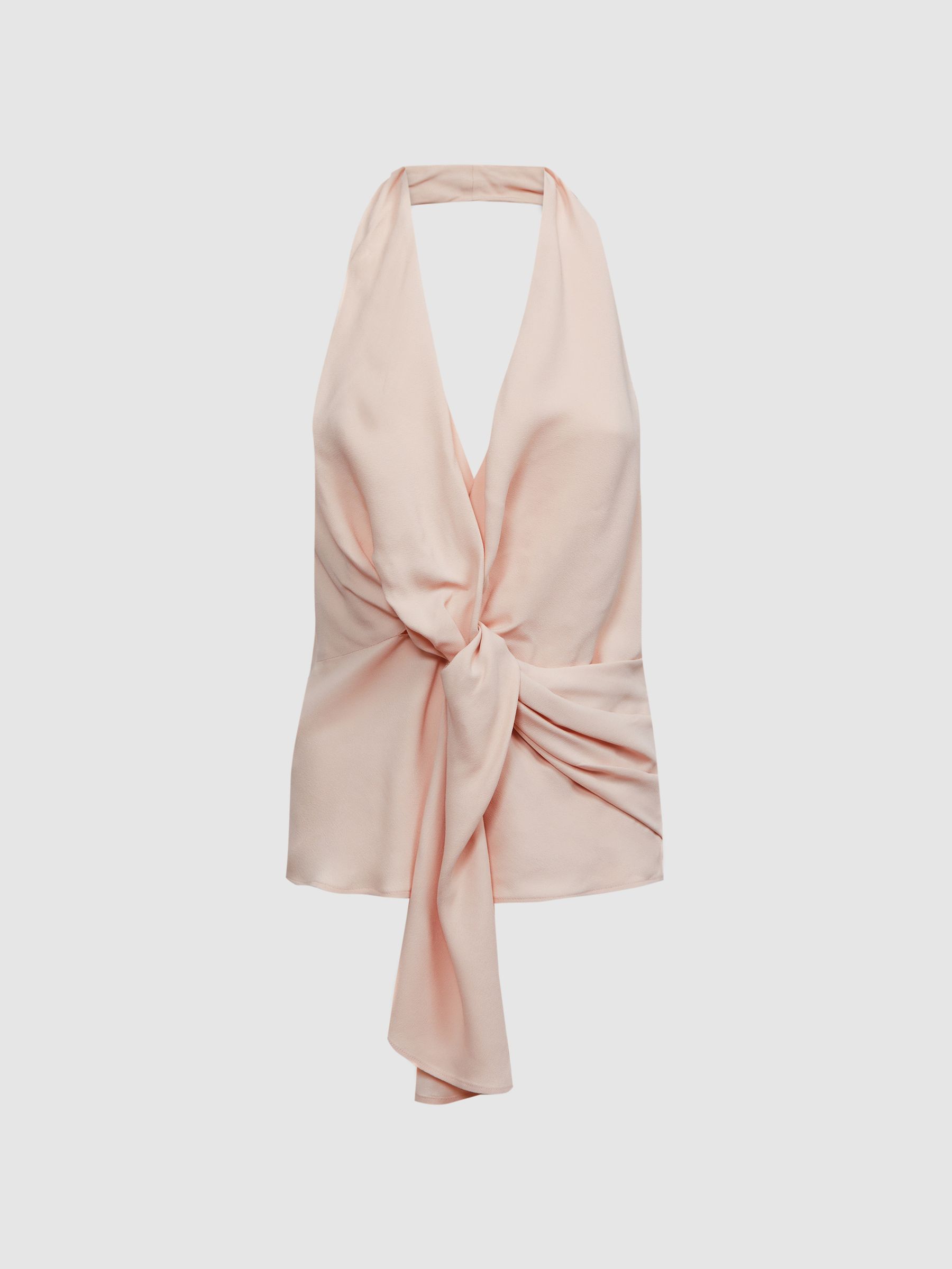 Tie Halter Neck Blouse in Nude - Image 2 of 5