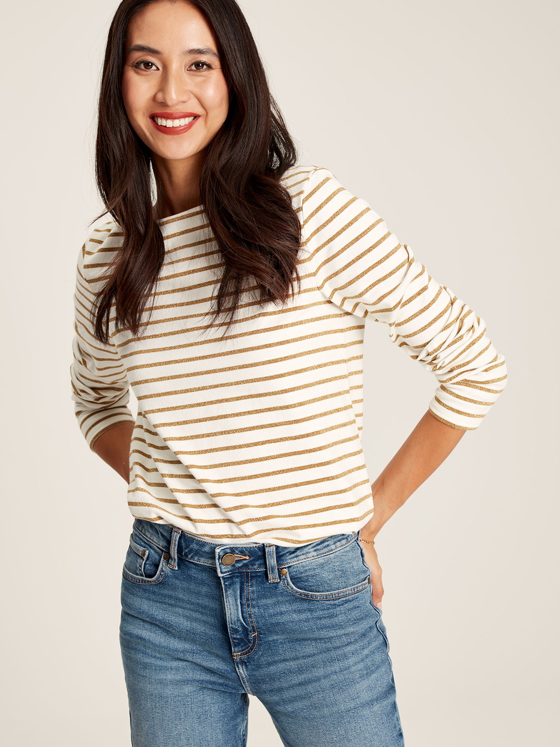 Harbour Gold Sparkly Long Sleeve Breton Top - Image 1 of 3