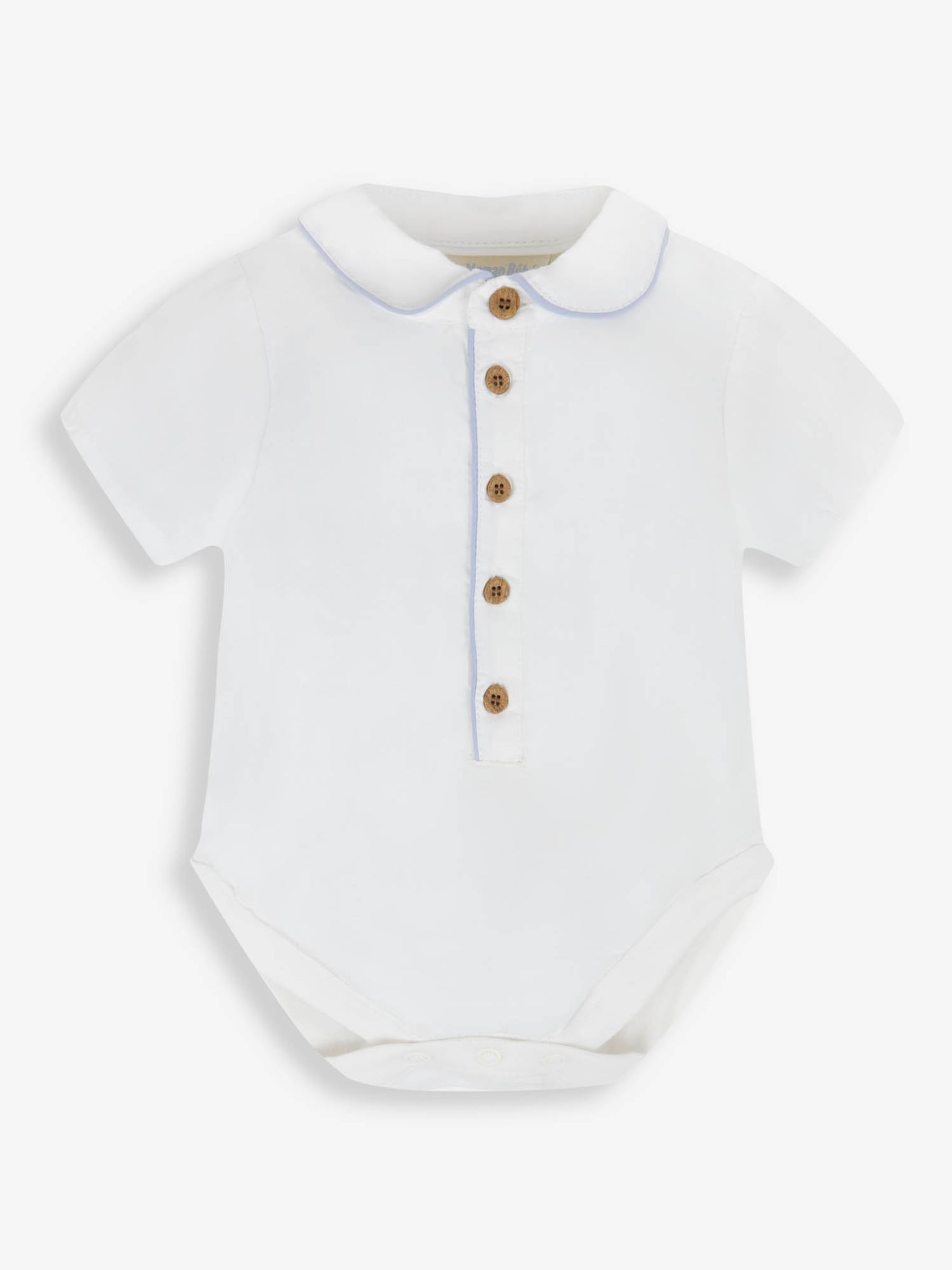 Blue 2-Piece Blue & White Peter Pan Collar Shirt & Shorts Set - Image 4 of 7