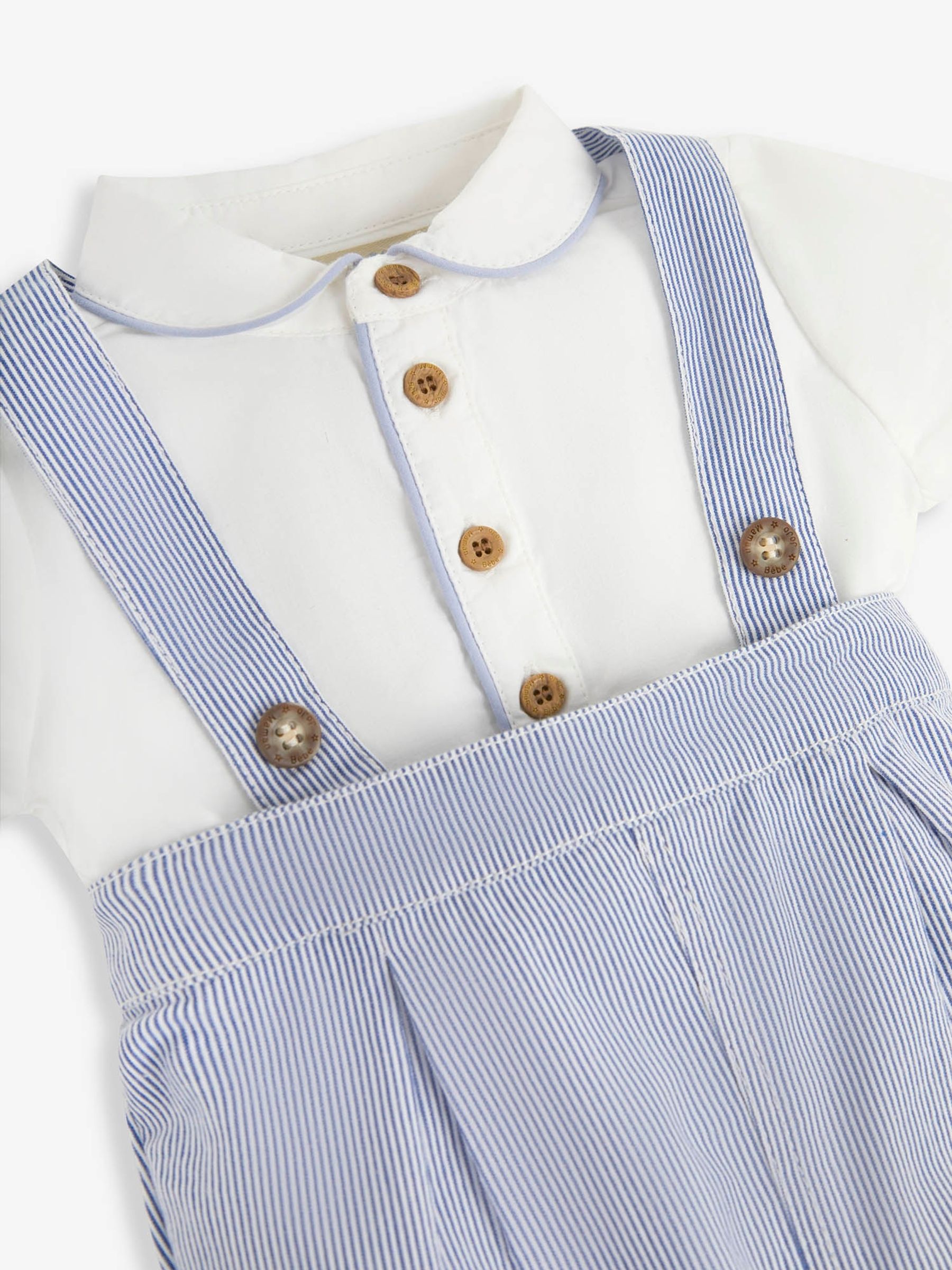 Blue 2-Piece Blue & White Peter Pan Collar Shirt & Shorts Set - Image 7 of 7
