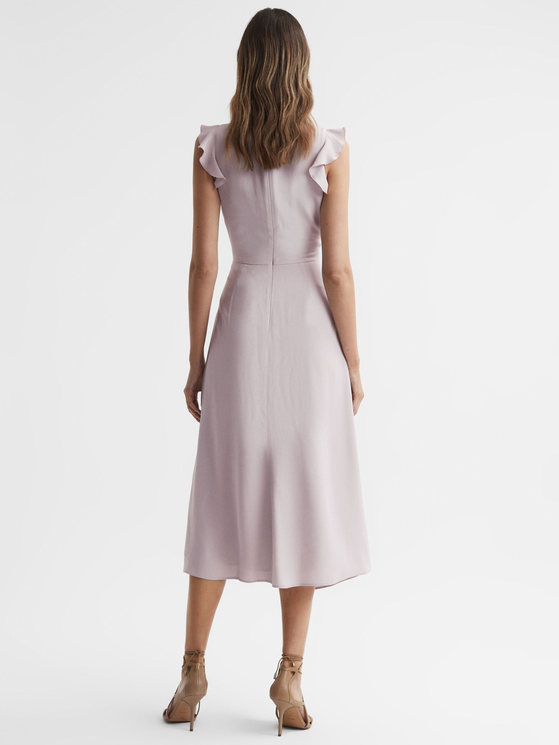 Wrap Tie Midi Dress in Lilac - Image 4 of 4