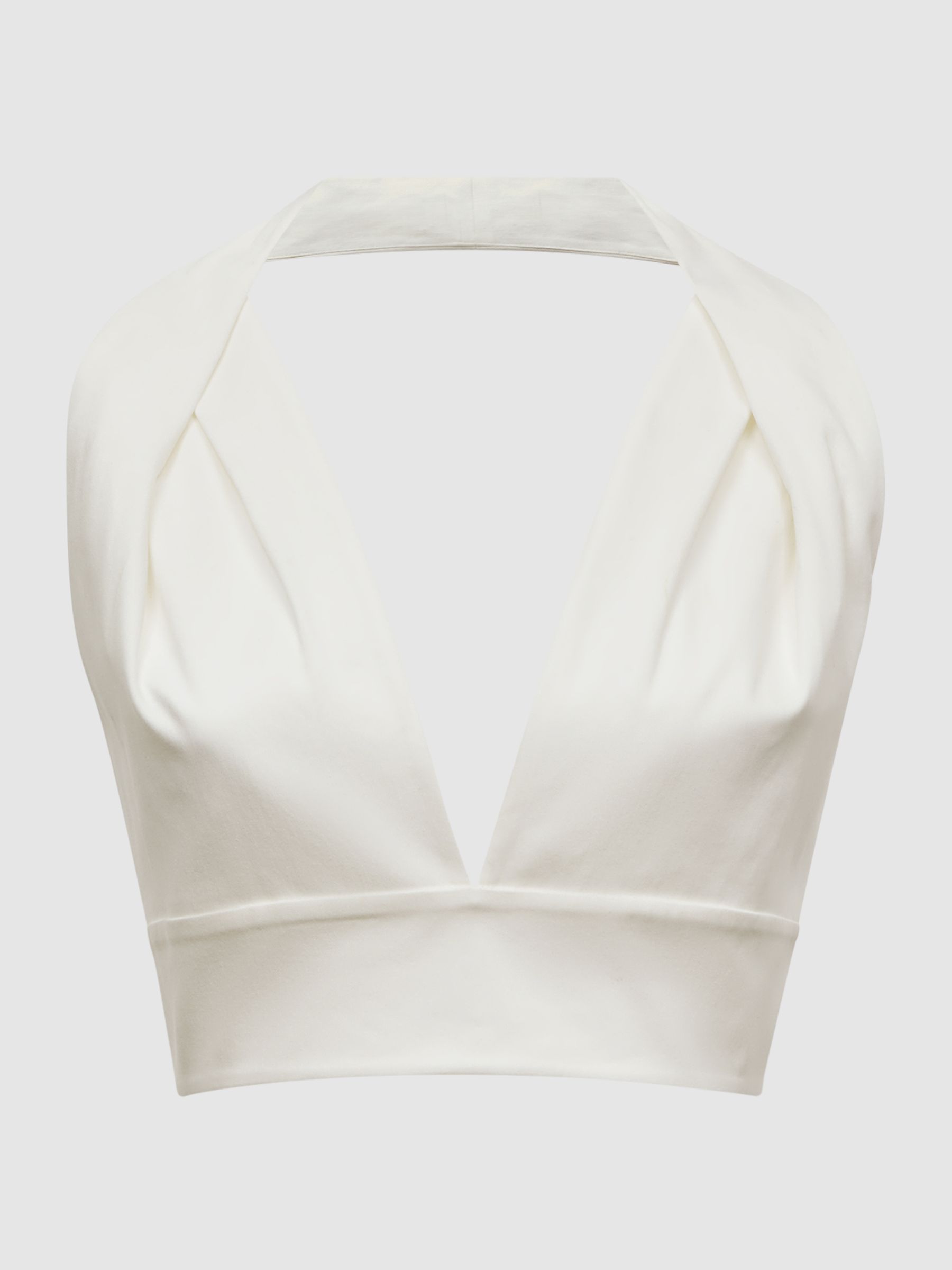 Cropped V-Neck Open Back Top in White - Image 2 of 6 Cropped V-Neck Open Back Top in White - Image 2 of 6