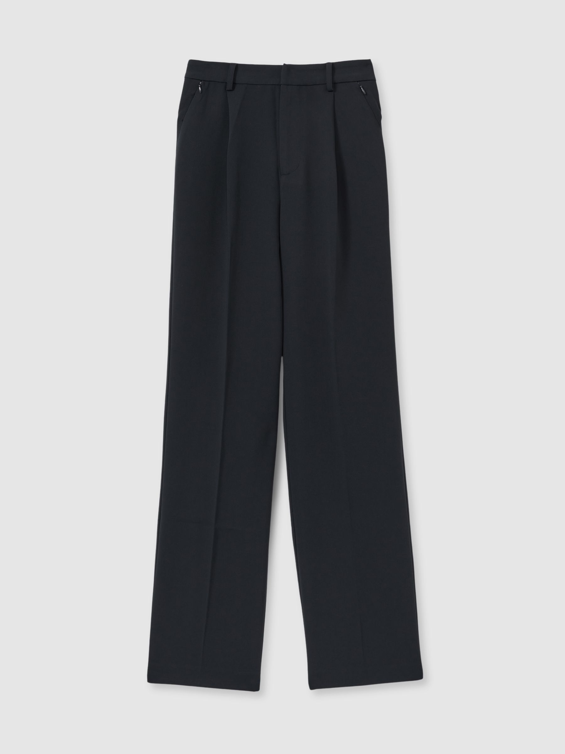 High Rise Pleat Front Trousers in Navy - Image 2 of 5
