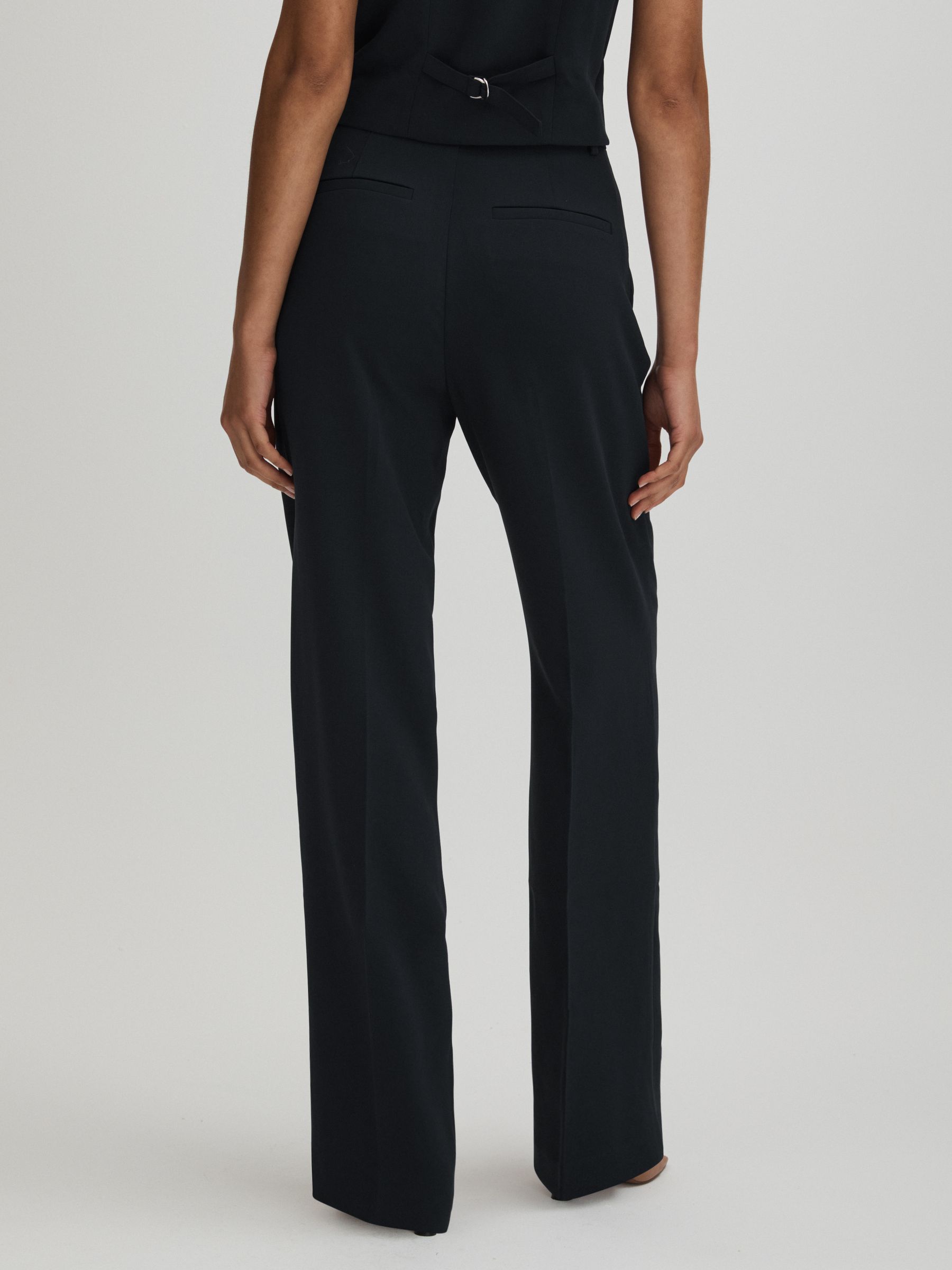 High Rise Pleat Front Trousers in Navy - Image 4 of 5