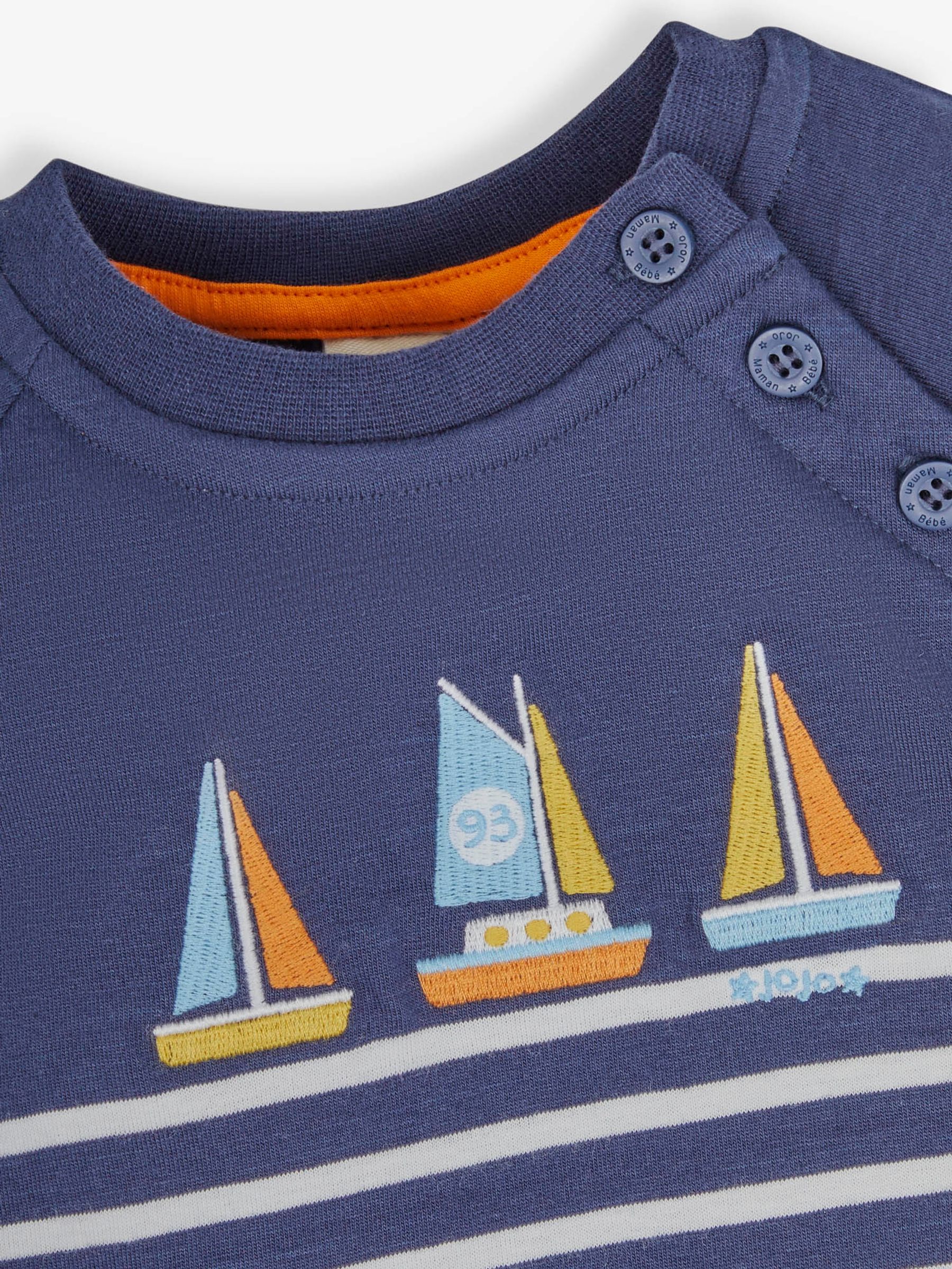 Navy White Stripe Navy Stripe Boat Baby Romper - Image 2 of 2