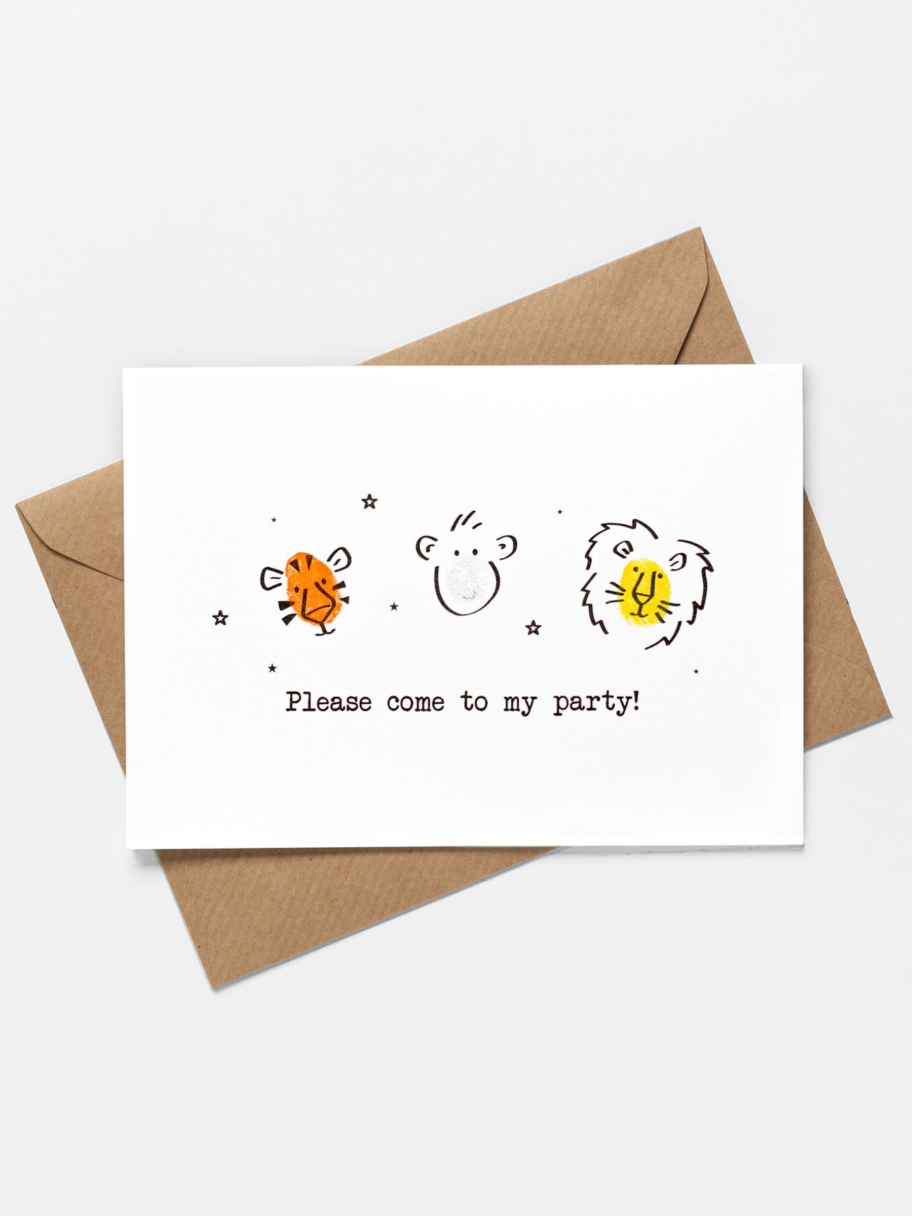 Festive Fingerprints Jungle Animals Invitation Card Making Kit - Image 1 of 3