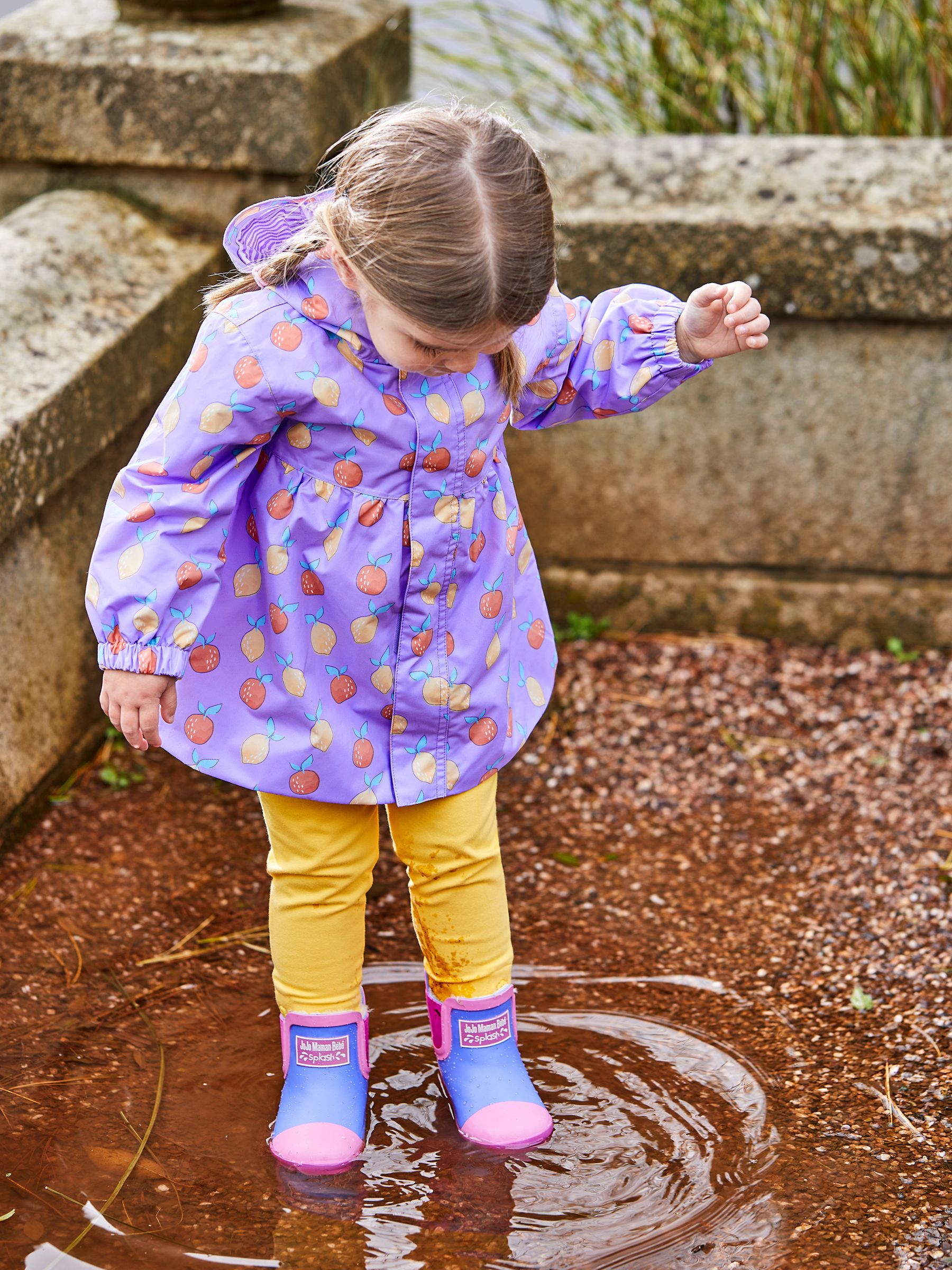 Lilac Fruit Print Gathered Waterproof Jacket - Image 1 of 6