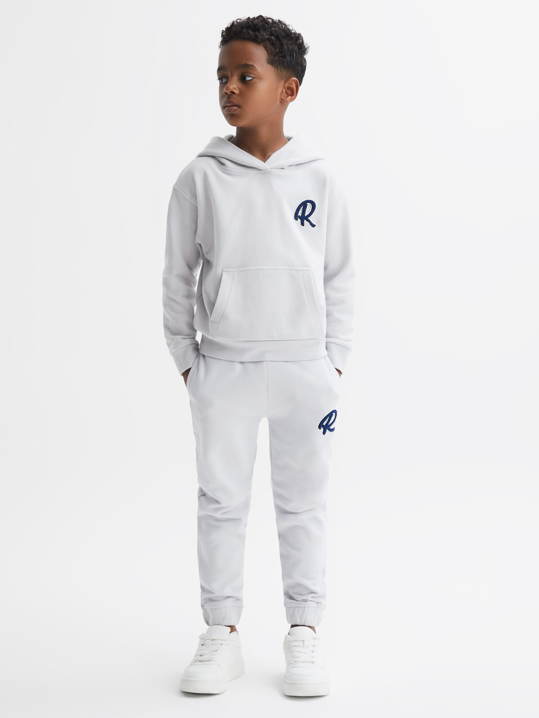 Senior Relaxed Garment Dyed Logo Hoodie in Ice Blue - Image 3 of 6