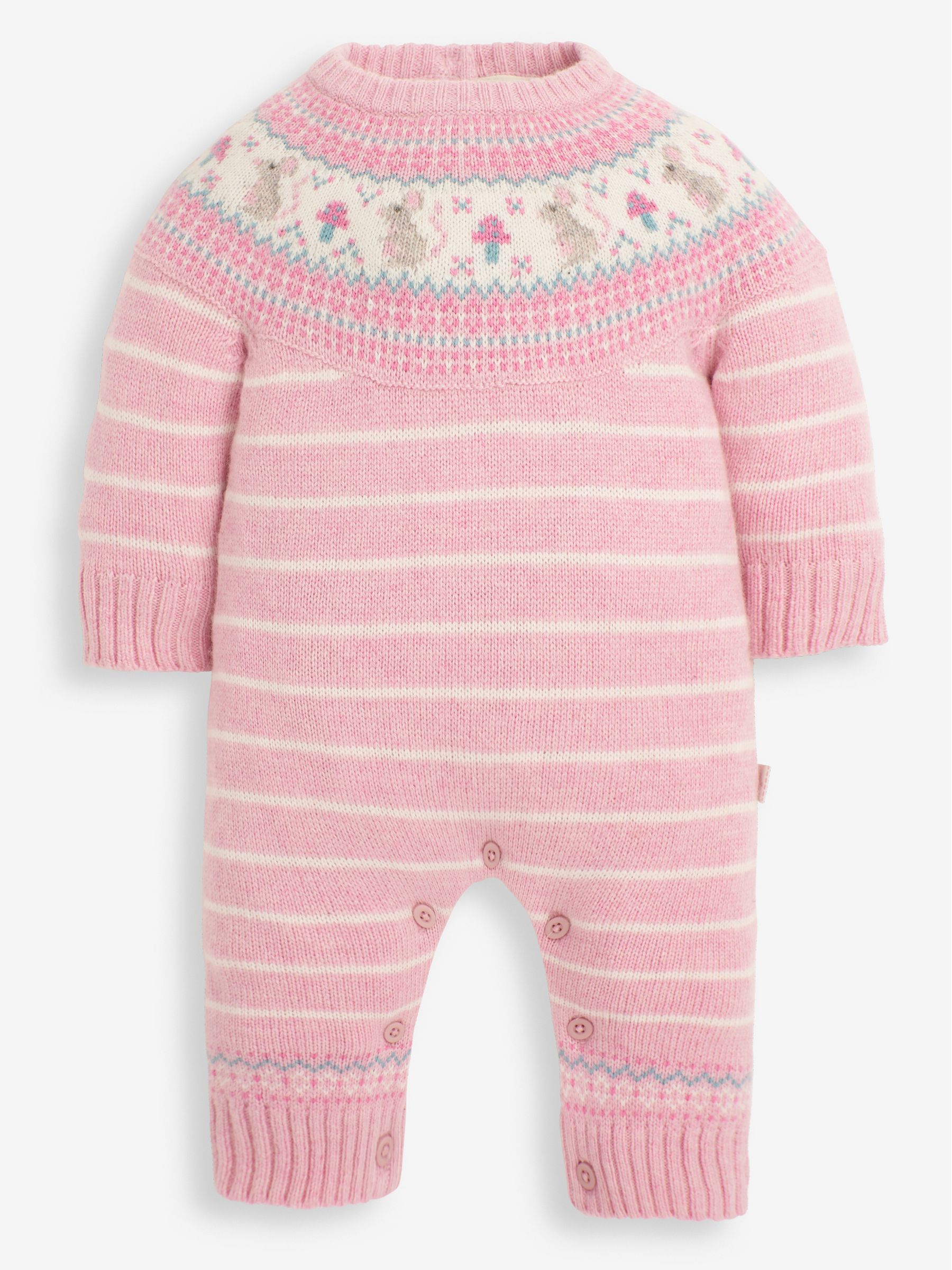 Rose Mouse Fairisle Pattern Knitted Baby All-In-One - Image 1 of 2