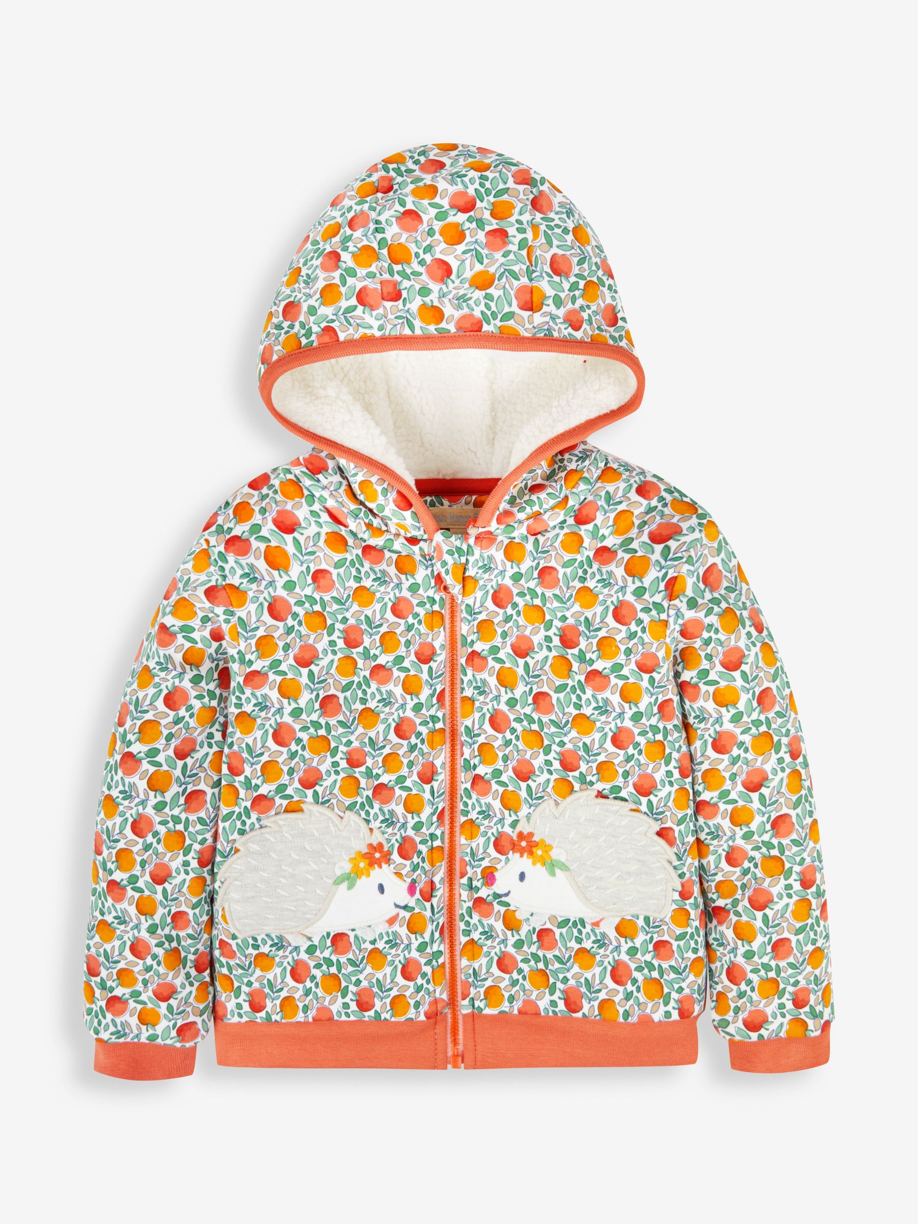 Rust Orange Floral Hedgehog Cosy Hoodie - Image 1 of 4