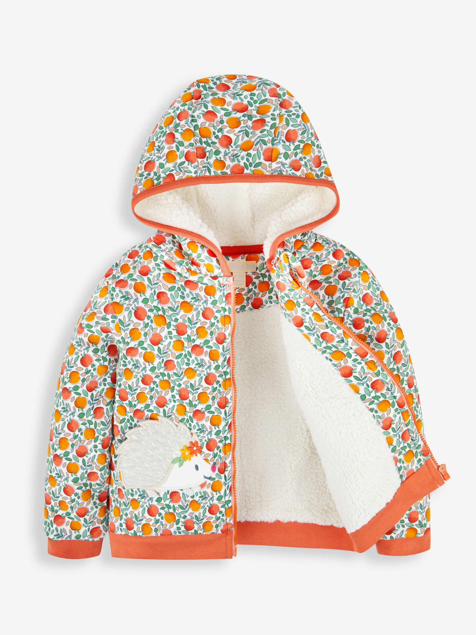 Rust Orange Floral Hedgehog Cosy Hoodie - Image 2 of 4