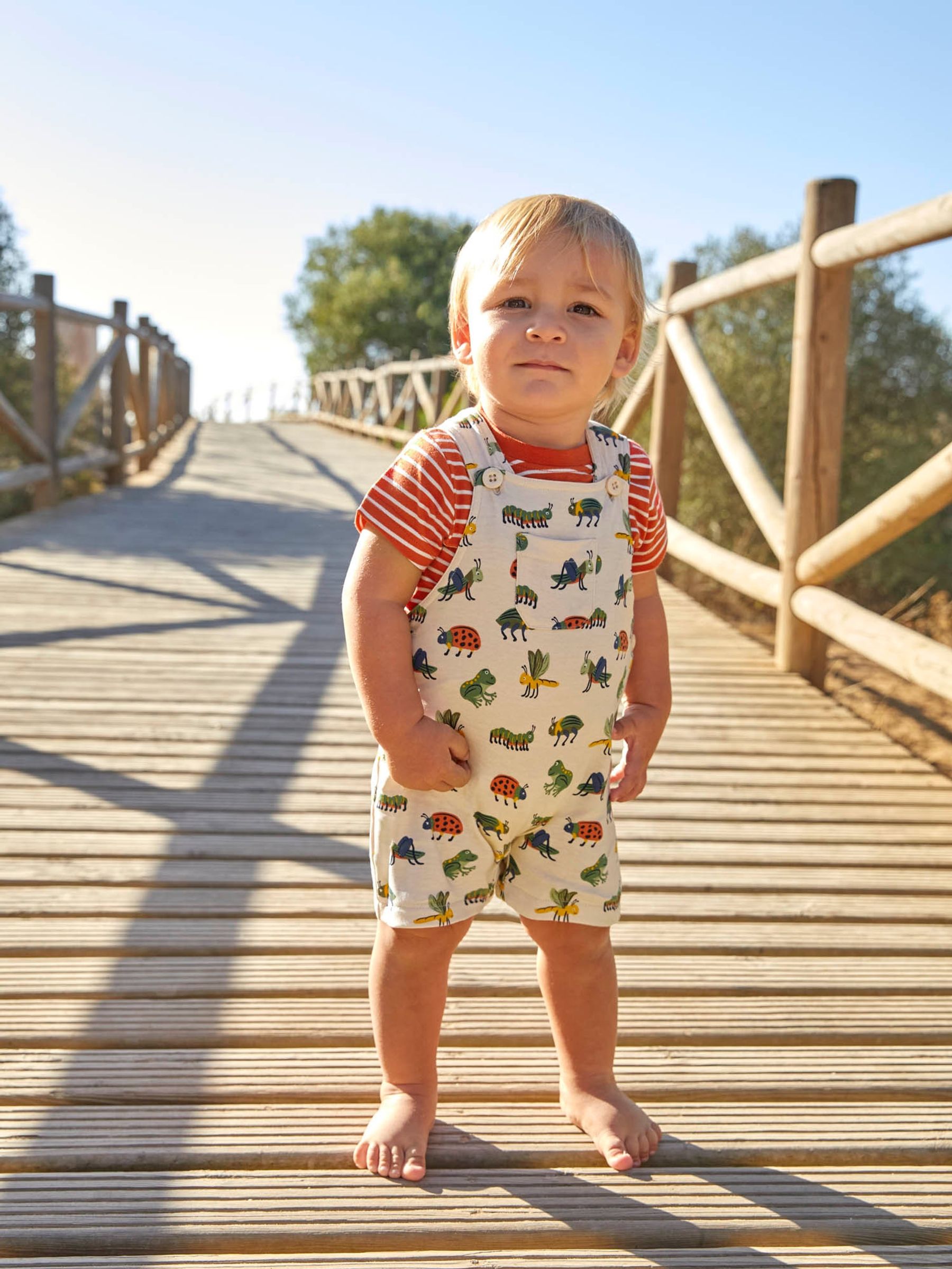 Stone 2-Piece Bug Print Short Dungarees & Top Set - Image 1 of 6
