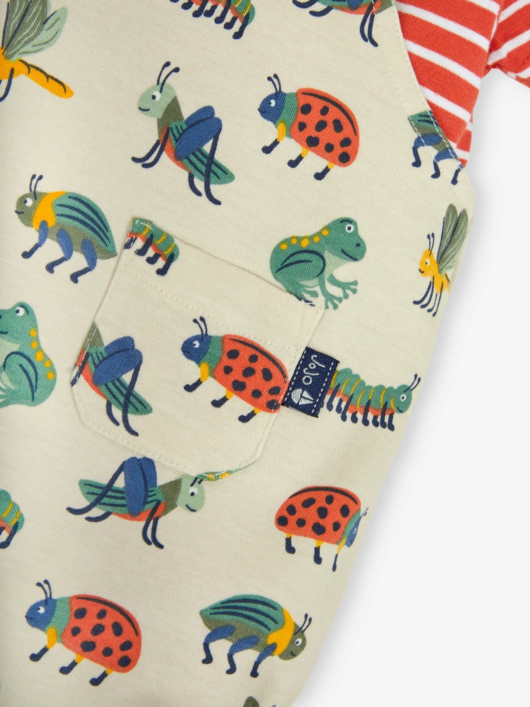 Stone 2-Piece Bug Print Short Dungarees & Top Set - Image 6 of 6