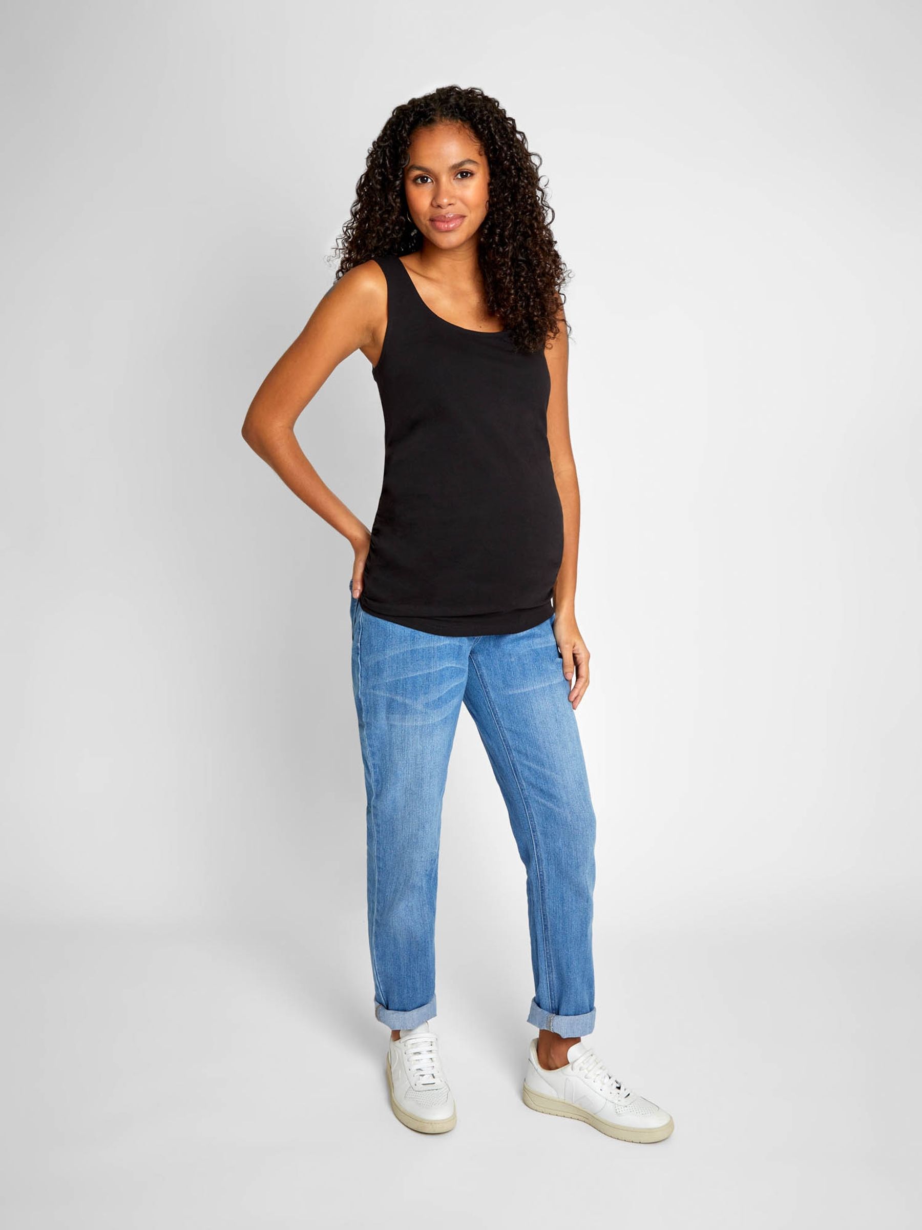 Black & White 2-Pack Ruched Maternity Vest Tops - Image 5 of 7