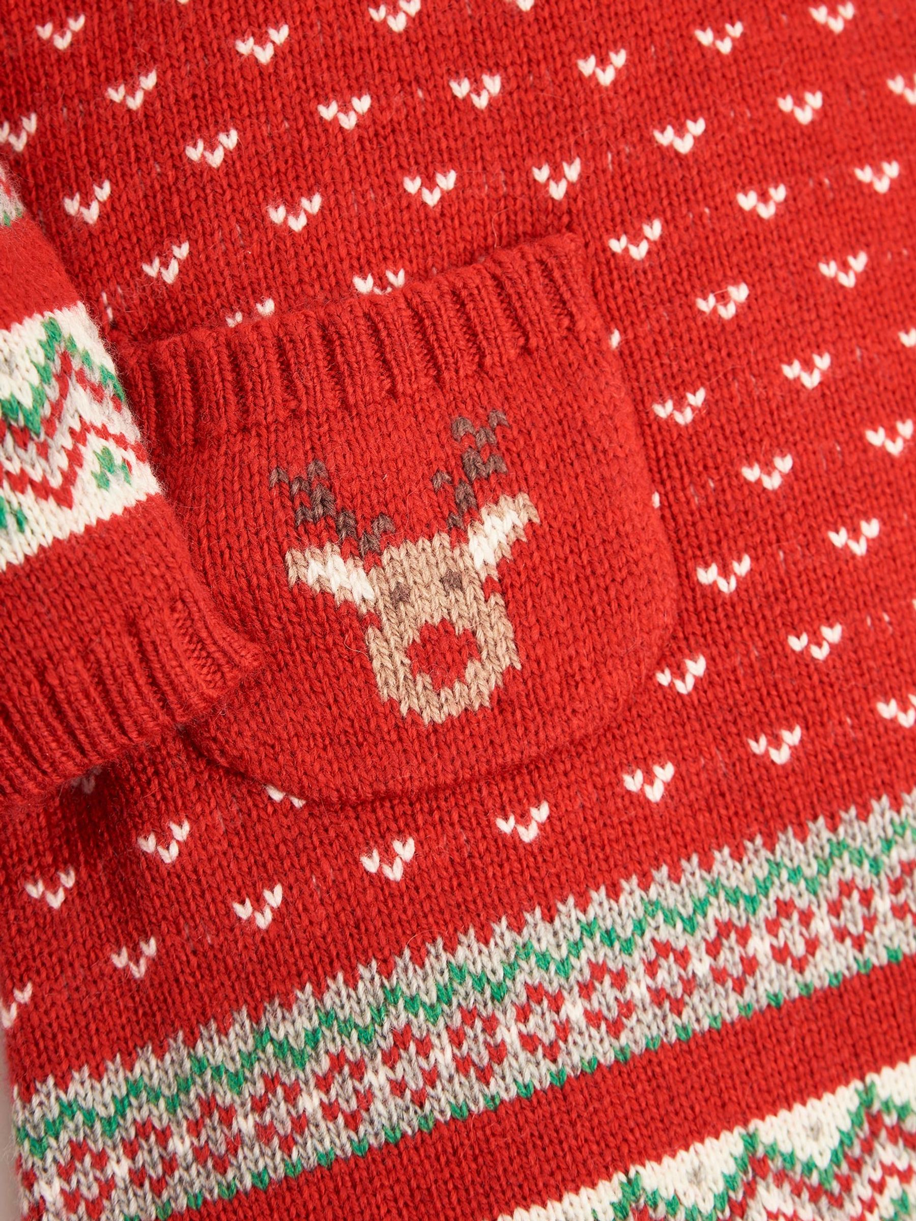 Red Knitted Christmas Reindeer Fairisle Pattern Dress - Image 2 of 3