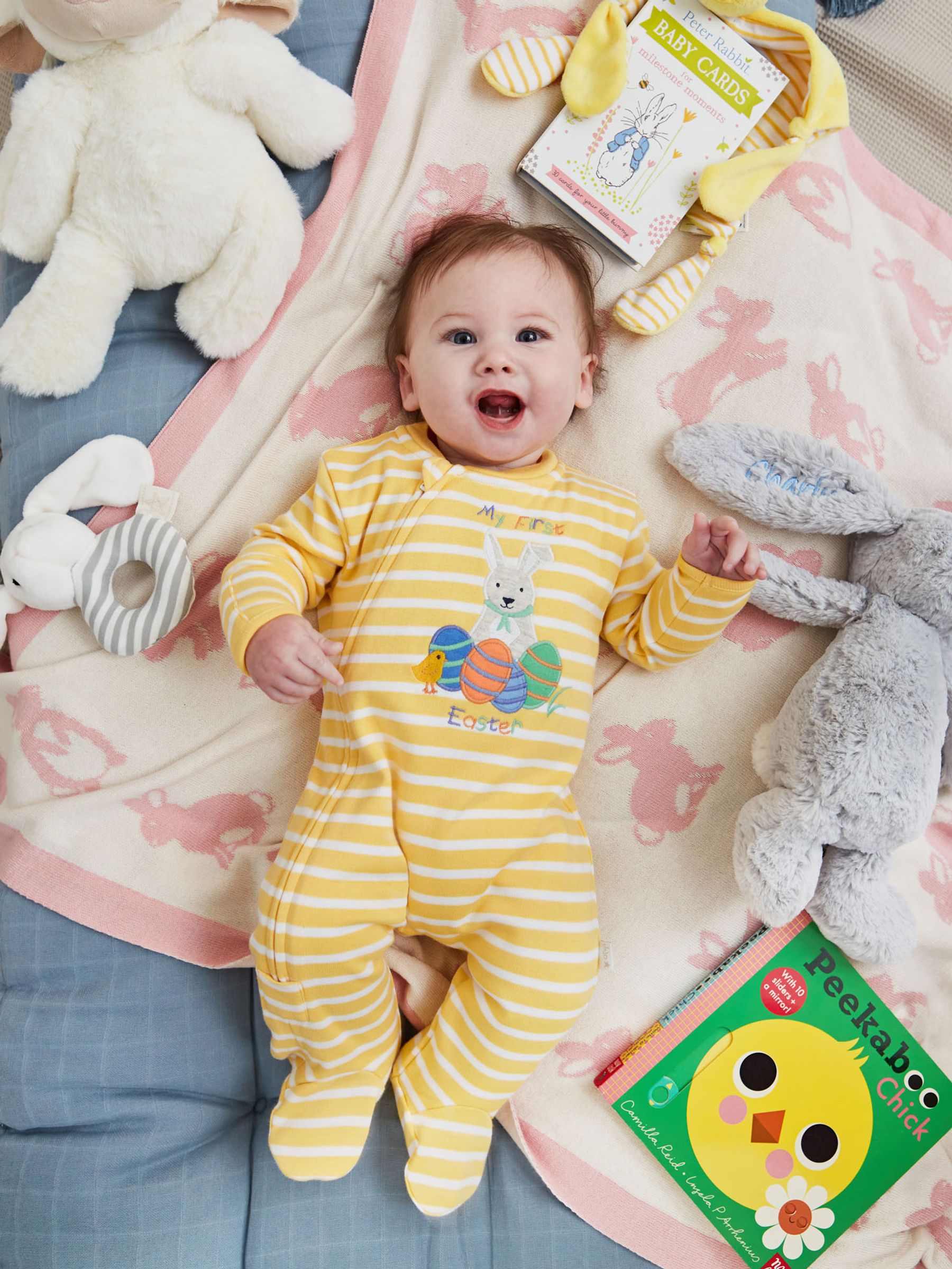 Yellow Stripe My First Easter Zip Baby Sleepsuit - Image 3 of 4