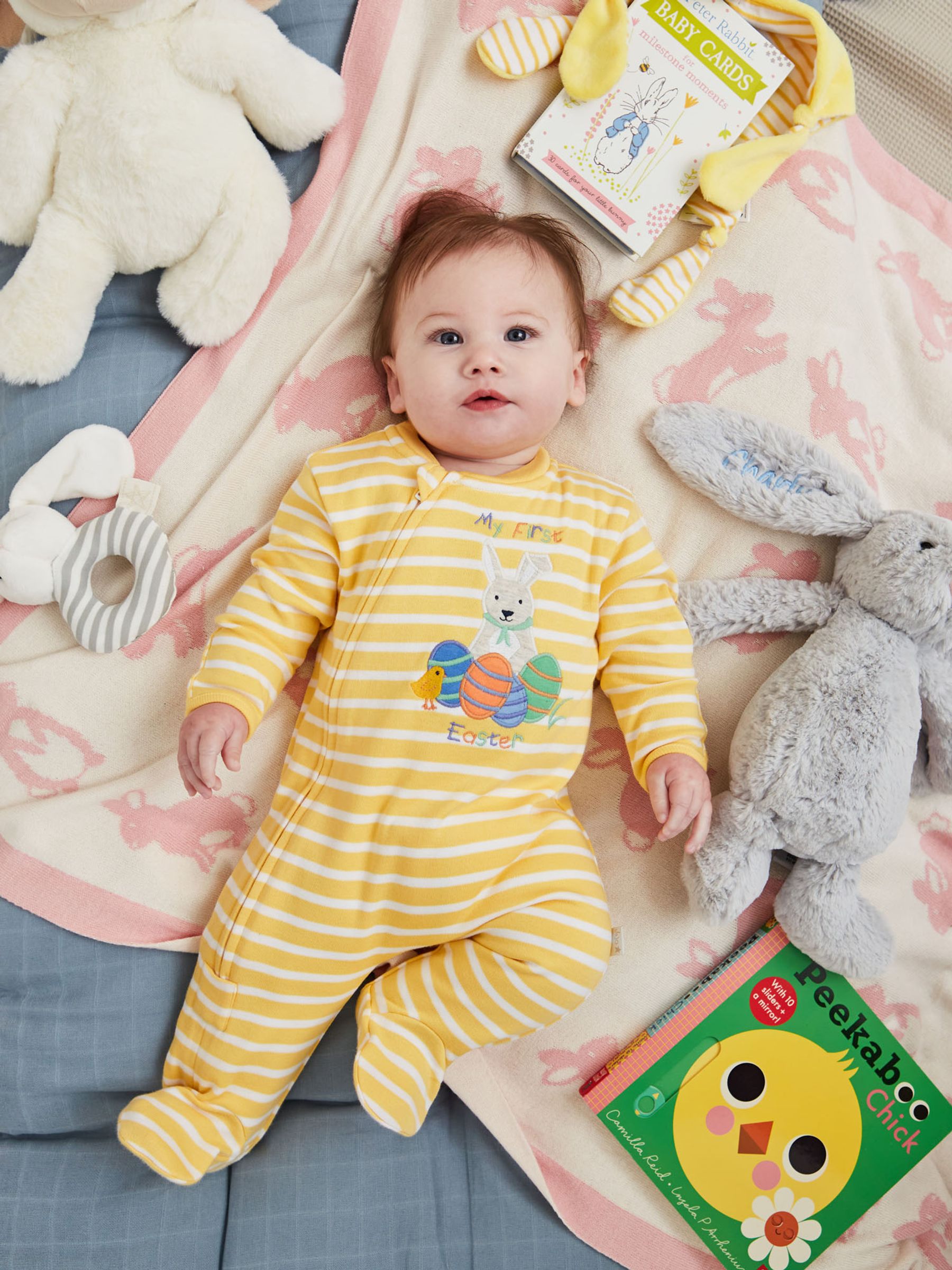 Yellow Stripe My First Easter Zip Baby Sleepsuit - Image 4 of 4