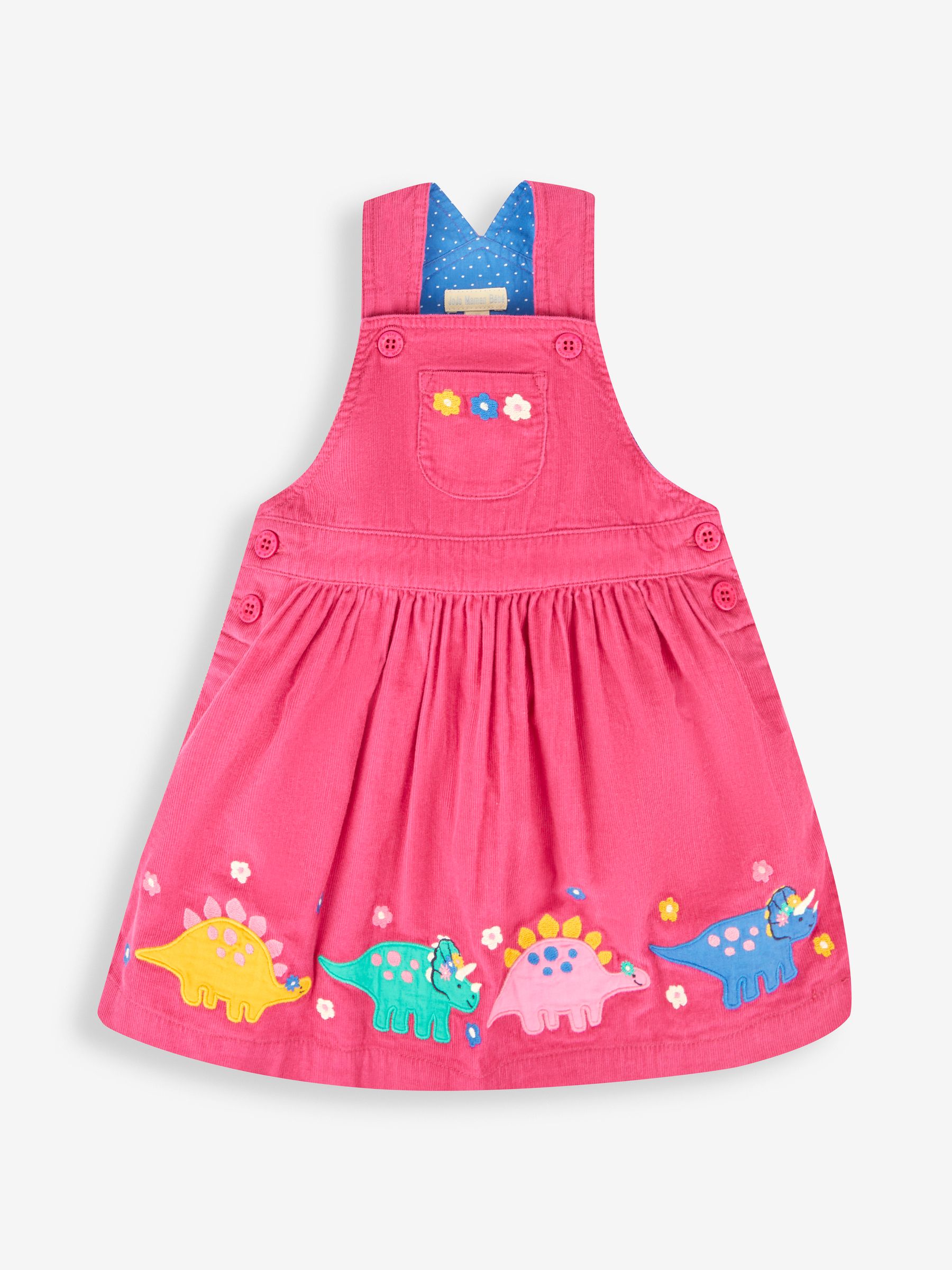 Raspberry Girls' Dino Appliqué Cord Pinafore Dress - Image 1 of 4