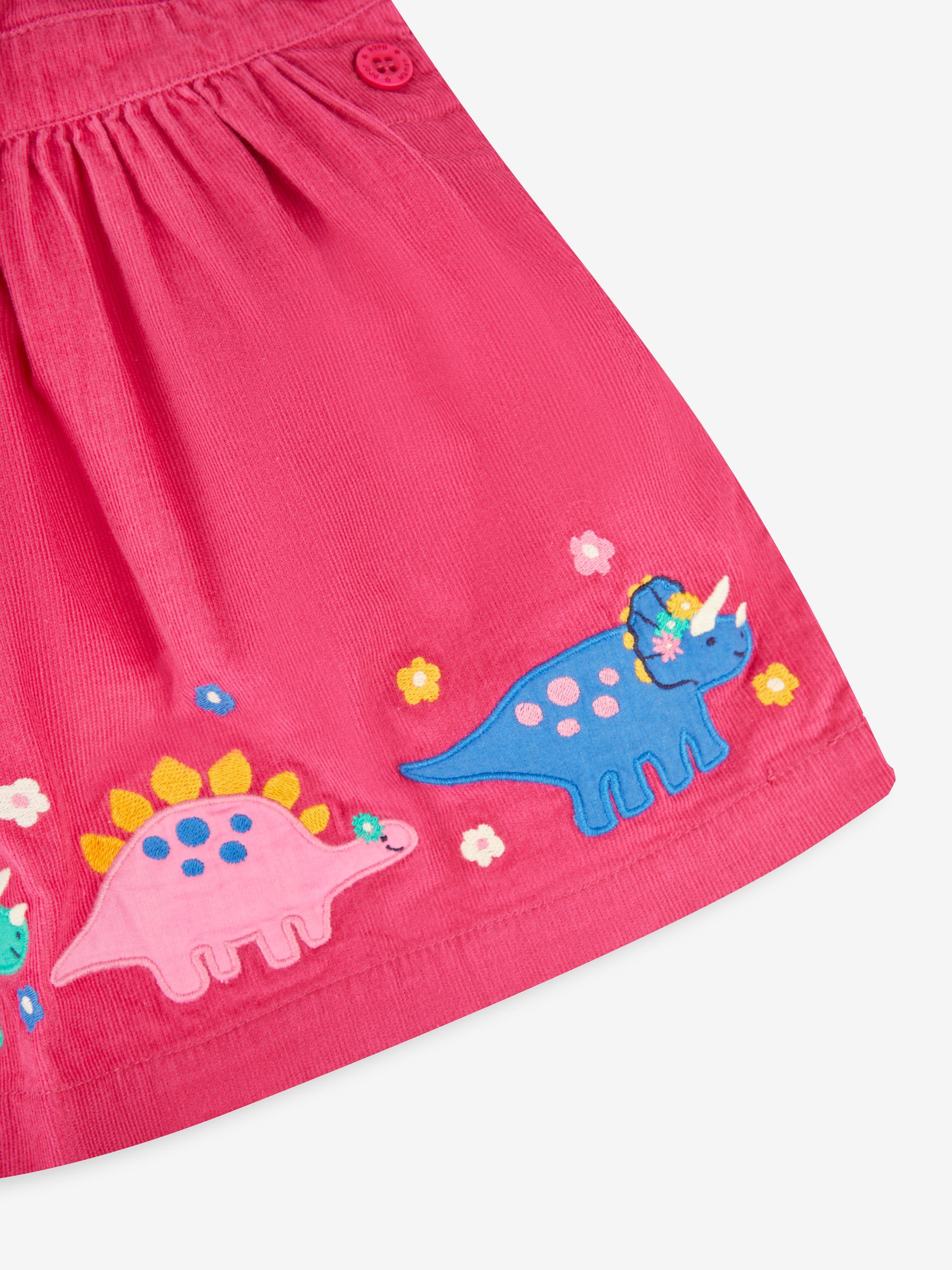 Raspberry Girls' Dino Appliqué Cord Pinafore Dress - Image 4 of 4