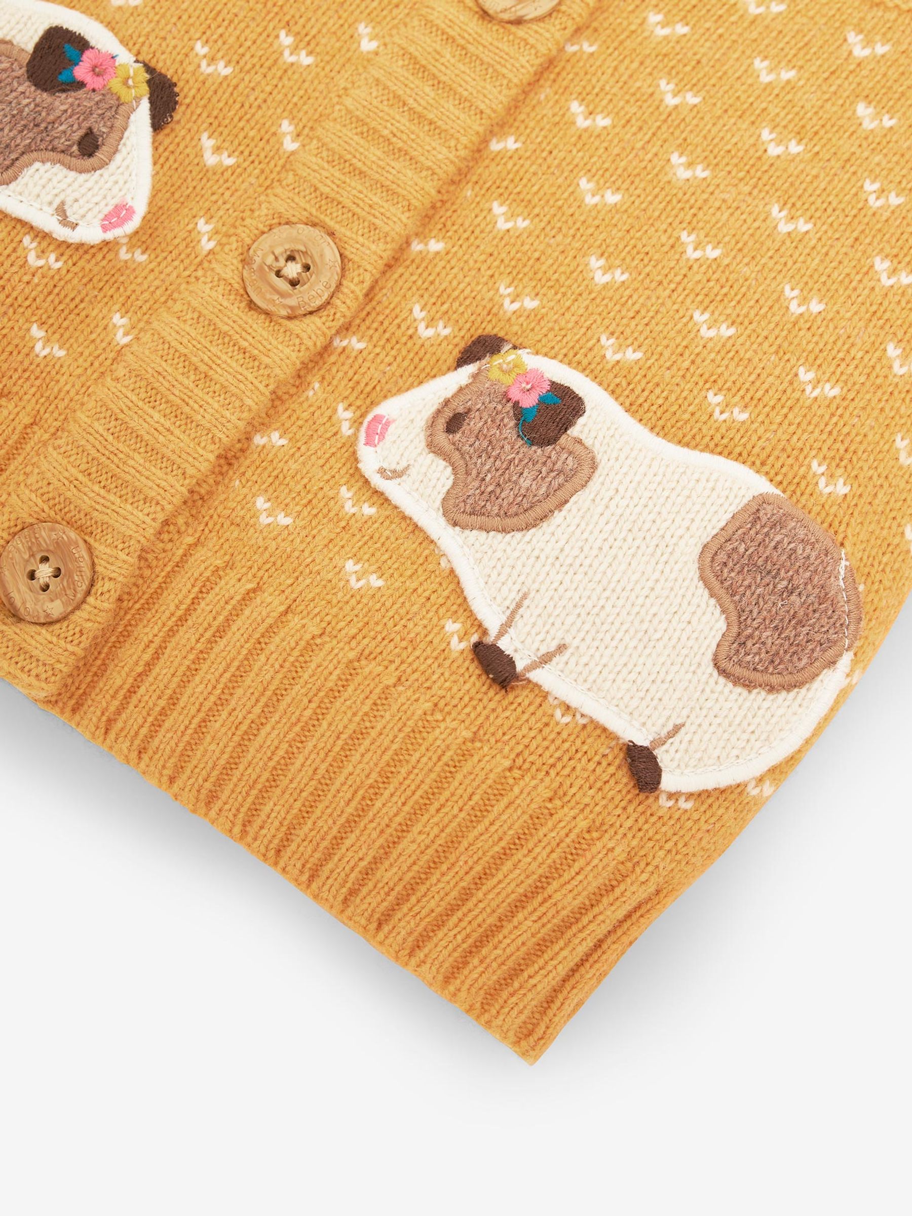 Mustard Yellow Guinea Pig Fairisle Pattern Cardigan - Image 2 of 3
