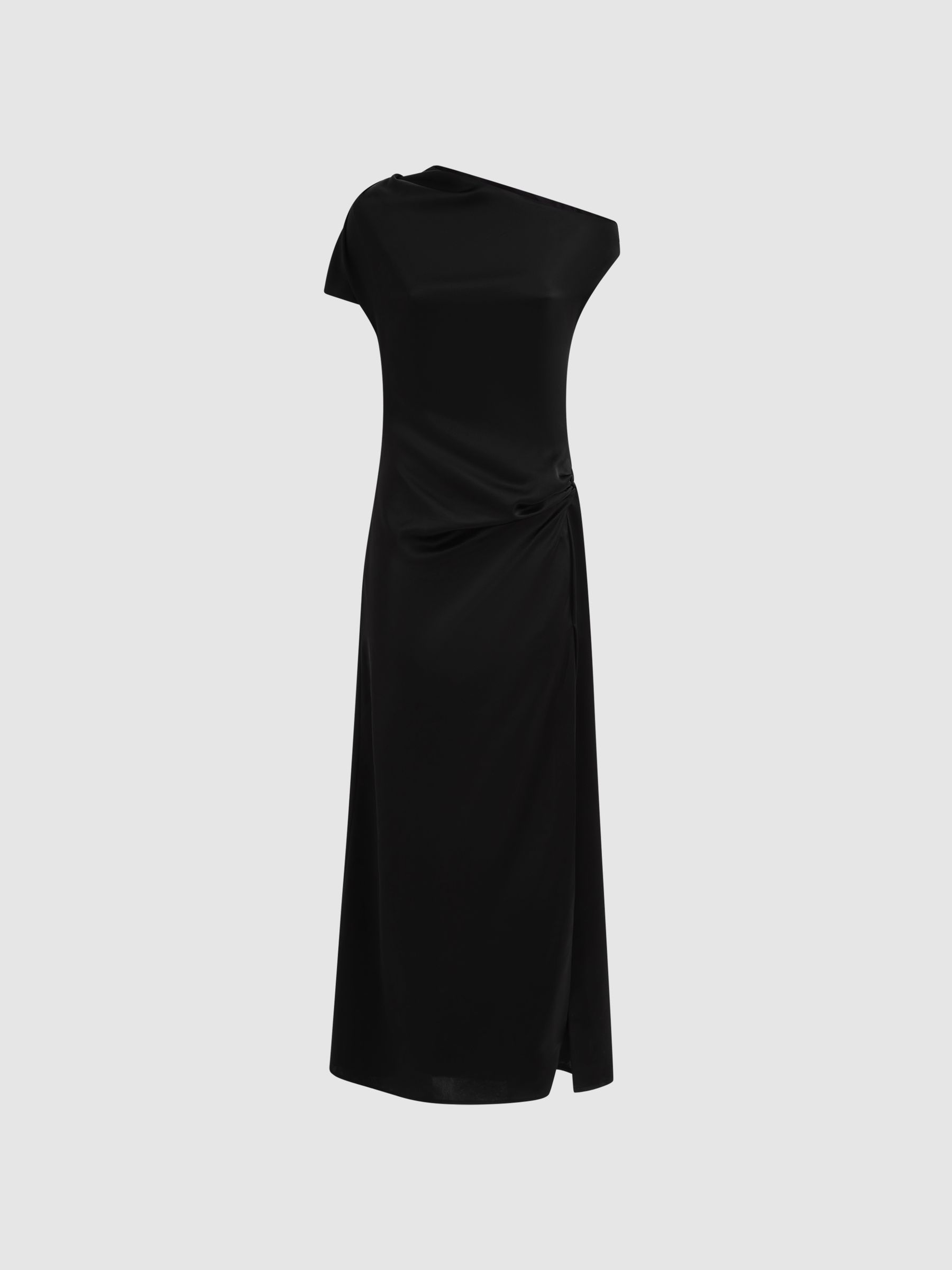 Anna Quan Satin Draped Maxi Dress in Black - Image 2 of 5
